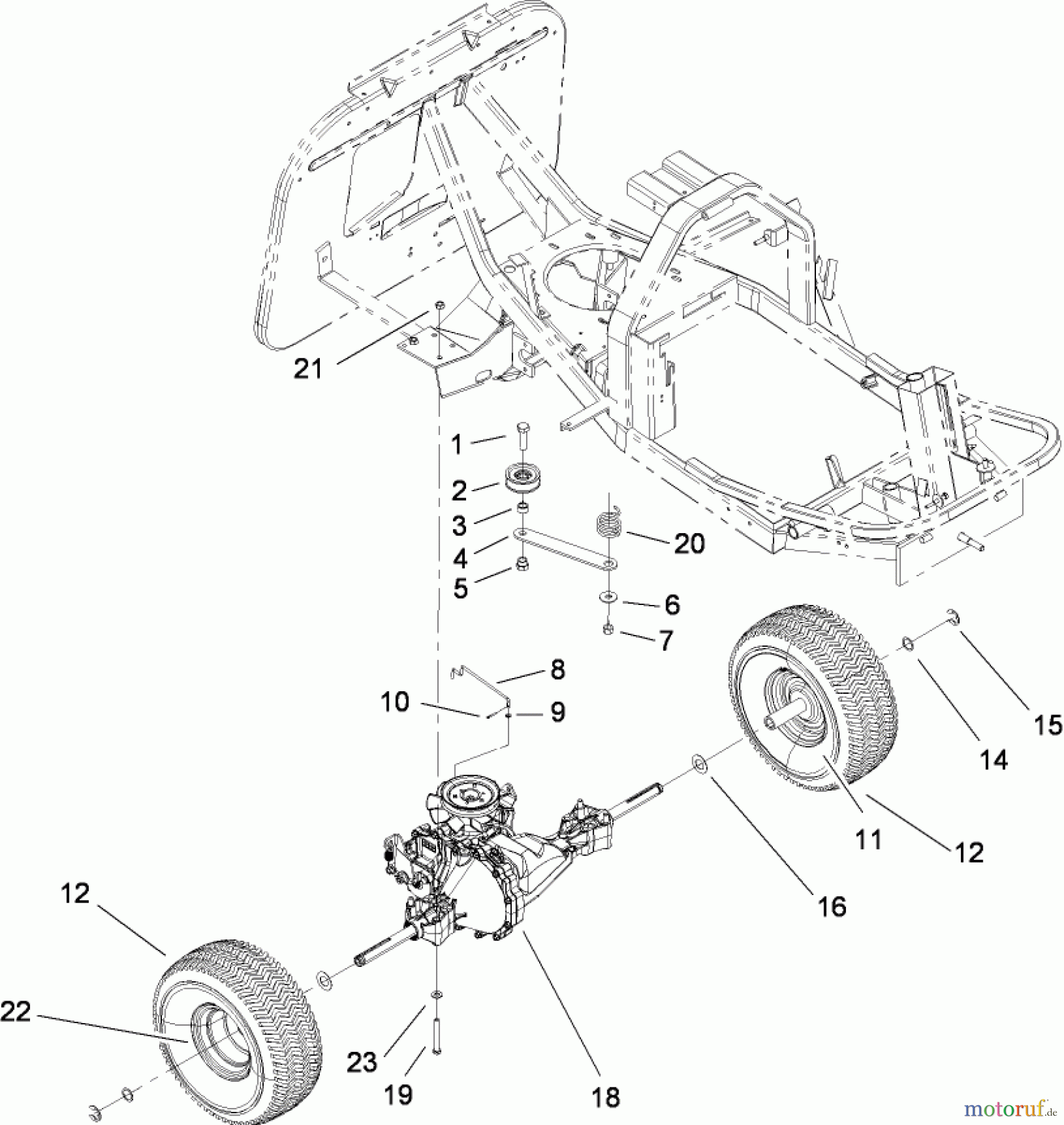  Toro Neu Mowers, Rear-Engine Rider 70186 (H132) - Toro H132 Rear-Engine Riding Mower, 2007 (260732867-270805635) HYDRO TRANSAXLE ASSEMBLY