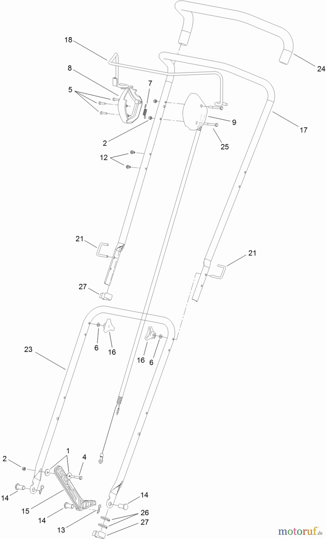  Toro Neu Mowers, Walk-Behind Seite 1 02600 - Toro HoverPro 400 Mower, 2012 (SN 312000001-312999999) HANDLE ASSEMBLY