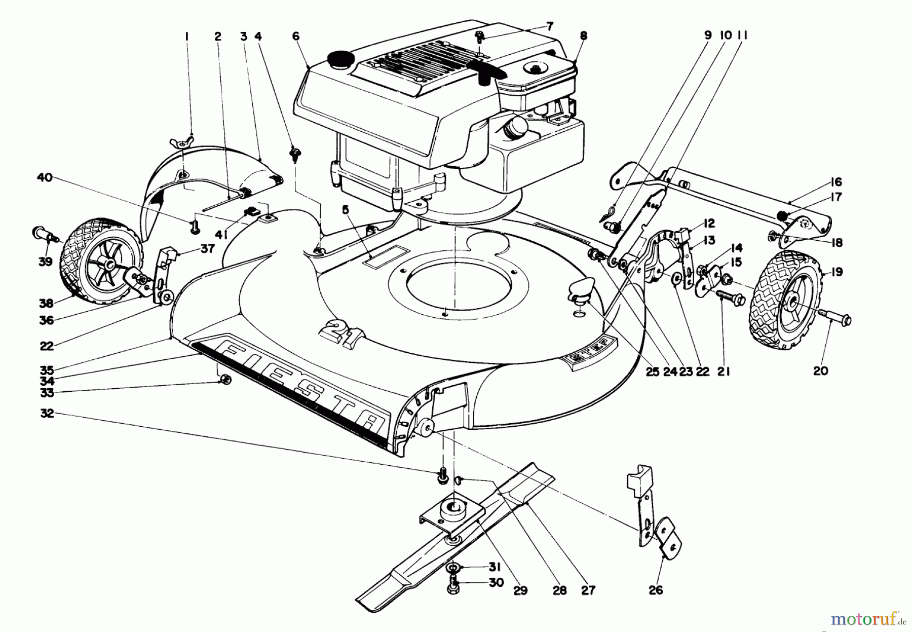  Toro Neu Mowers, Walk-Behind Seite 1 16000 - Toro Fiesta Lawnmower, 1971 (1000001-1999999) HOUSING AND ENGINE ASSEMBLY MODEL NO-S. 16000 AND 16111