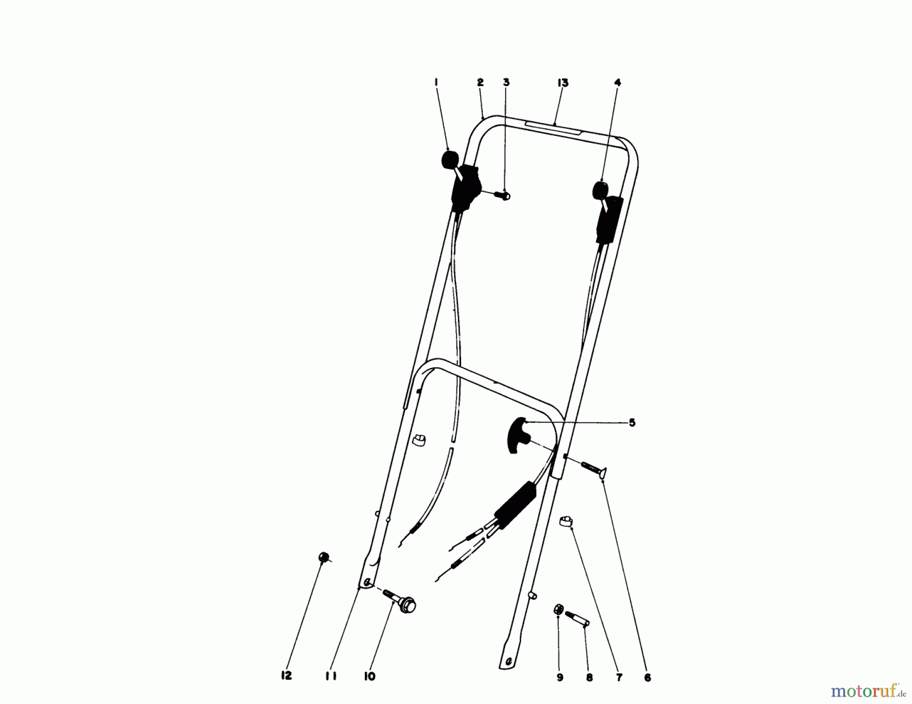  Toro Neu Mowers, Walk-Behind Seite 1 16106 - Toro Lawnmower, 1977 (7000001-7999999) HANDLE ASSEMBLY MODELS 16035, 16106, 16264