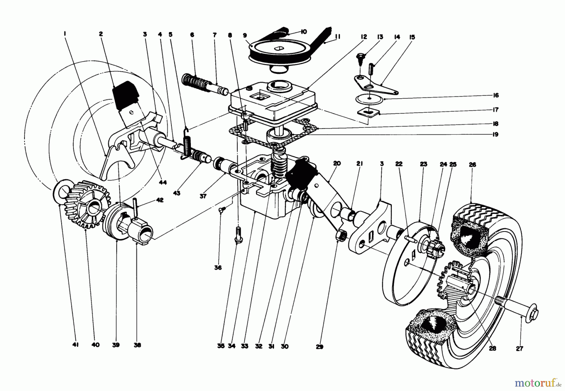  Toro Neu Mowers, Walk-Behind Seite 1 16067 - Toro Whirlwind II Lawnmower, 1977 (7000001-7999999) GEAR BOX ASSEMBLY MODEL 16287