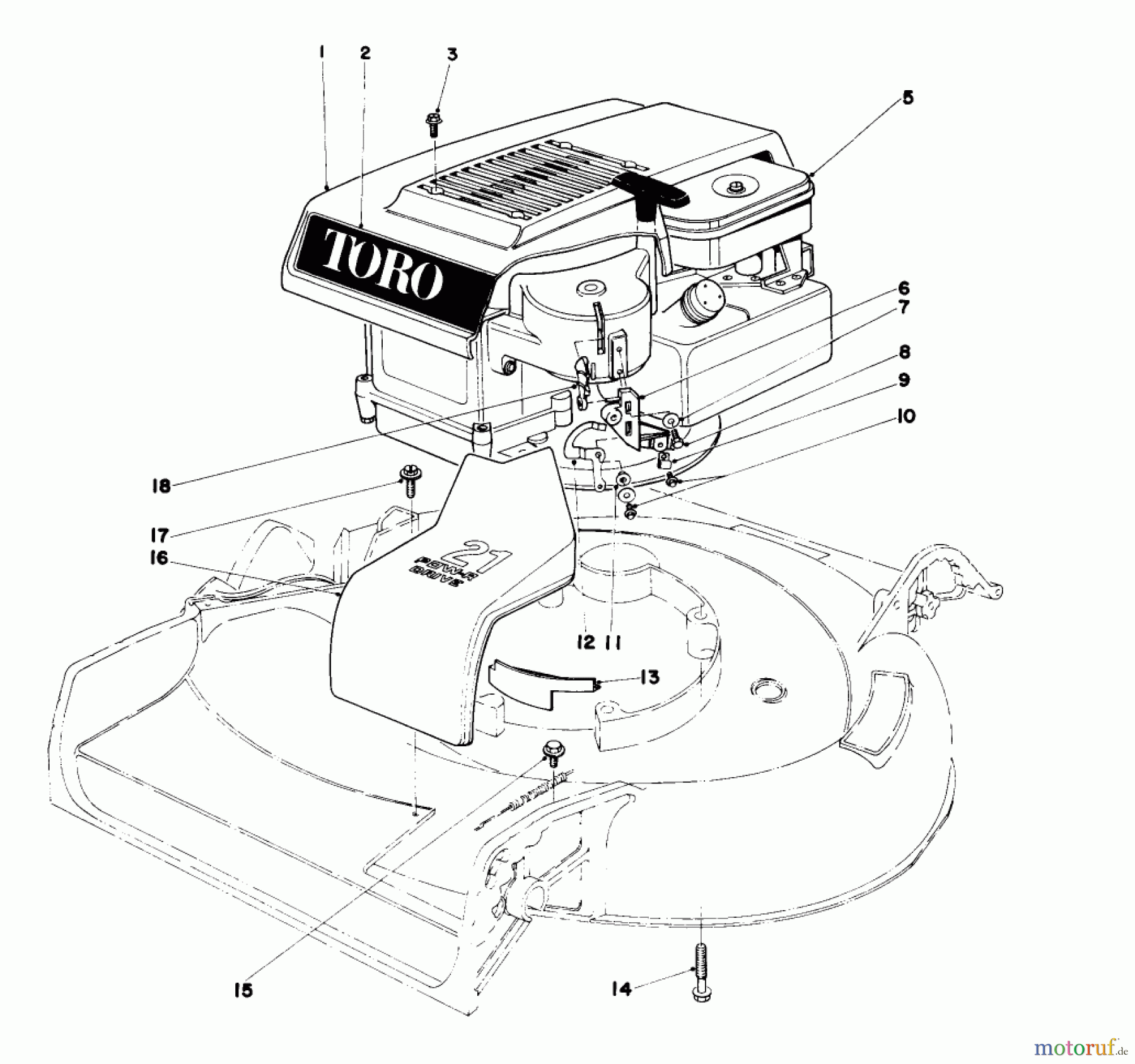  Toro Neu Mowers, Walk-Behind Seite 1 16287 - Toro Whirlwind II Lawnmower, 1979 (9000001-9999999) ENGINE ASSEMBLY MODEL 16287