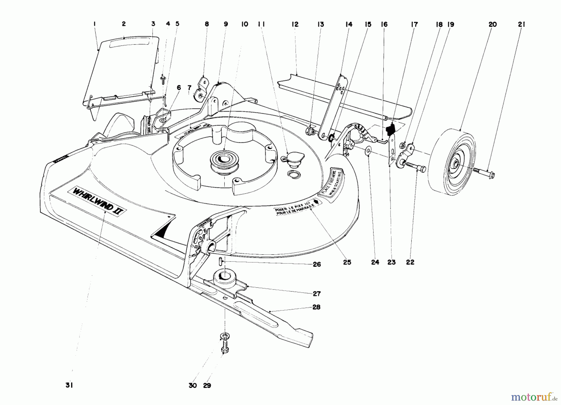  Toro Neu Mowers, Walk-Behind Seite 1 16067 - Toro Whirlwind II Lawnmower, 1979 (9000001-9999999) HOUSING ASSEMBLY MODEL 16287