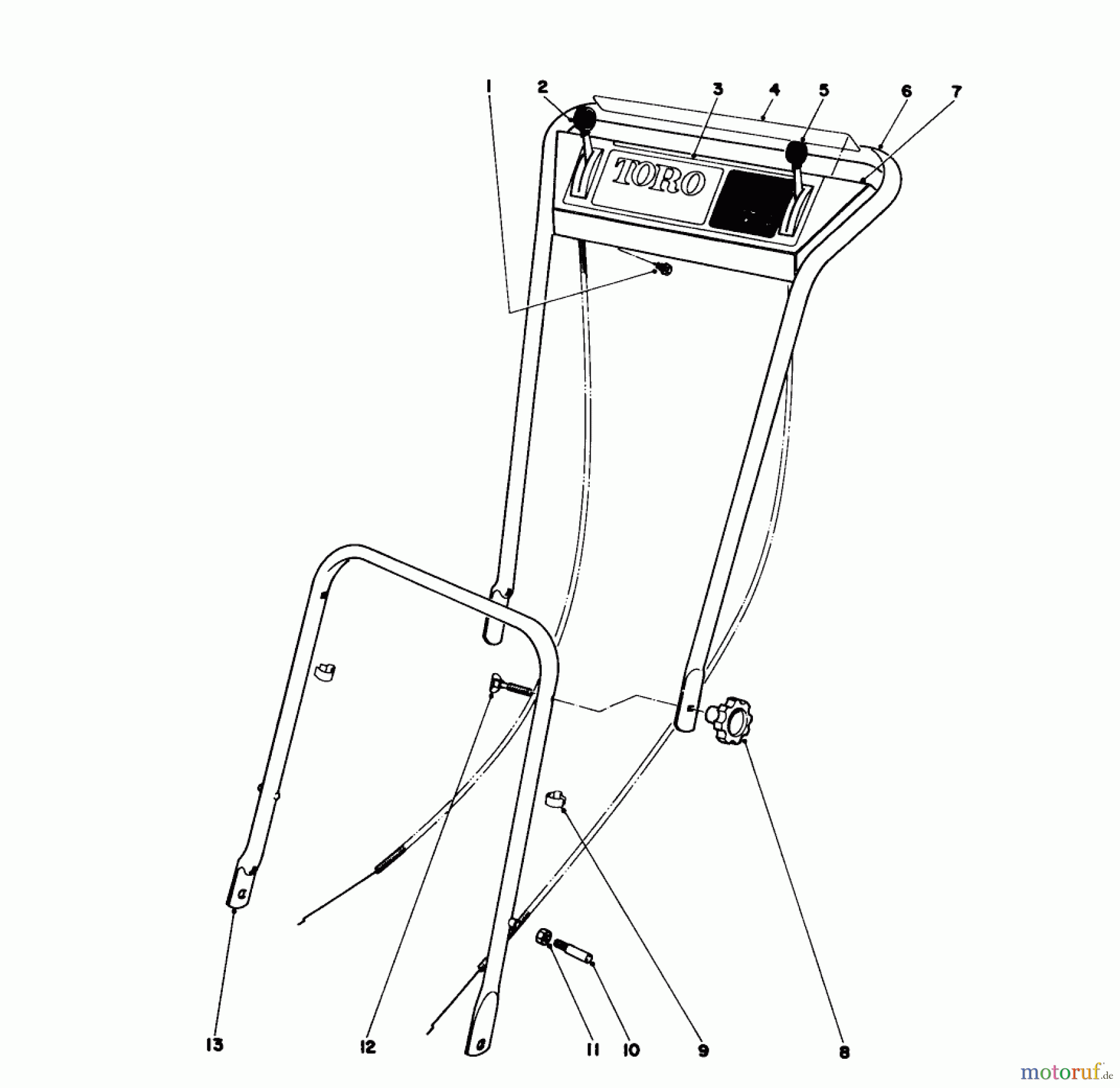  Toro Neu Mowers, Walk-Behind Seite 1 16273 - Toro Whirlwind Lawnmower, 1974 (4000001-4999999) HANDLE ASSEMBLY-MODELS 16073, 16173, 16273