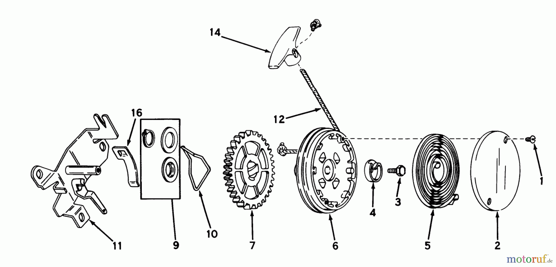  Toro Neu Mowers, Walk-Behind Seite 1 16165 - Toro Lawnmower, 1980 (0000001-0999999) REWIND STARTER NO. 590519