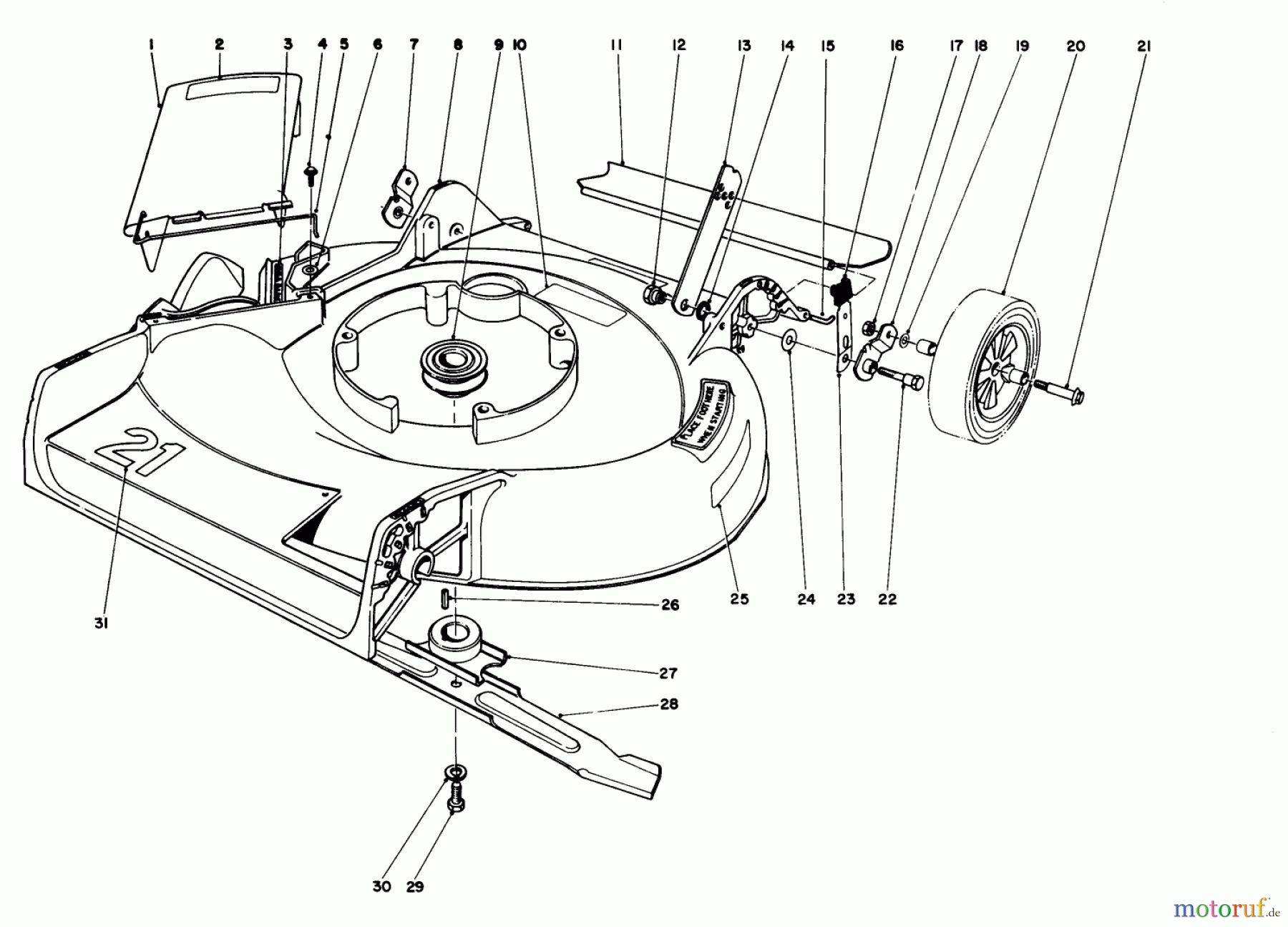  Toro Neu Mowers, Walk-Behind Seite 1 16165 - Toro Lawnmower, 1982 (2000001-2999999) HOUSING ASSEMBLY MODEL 16297