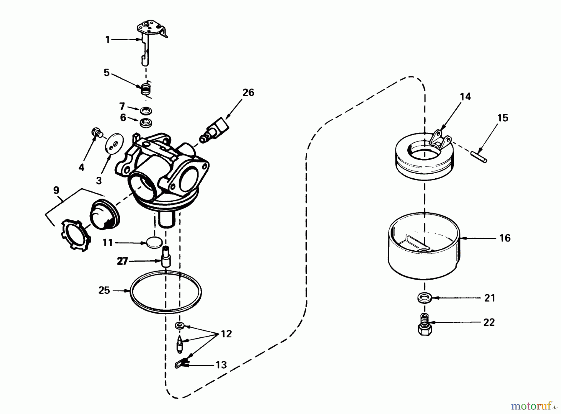  Toro Neu Mowers, Walk-Behind Seite 1 16165C - Toro Lawnmower, 1985 (5000001-5999999) CARBURETOR NO. 632050A