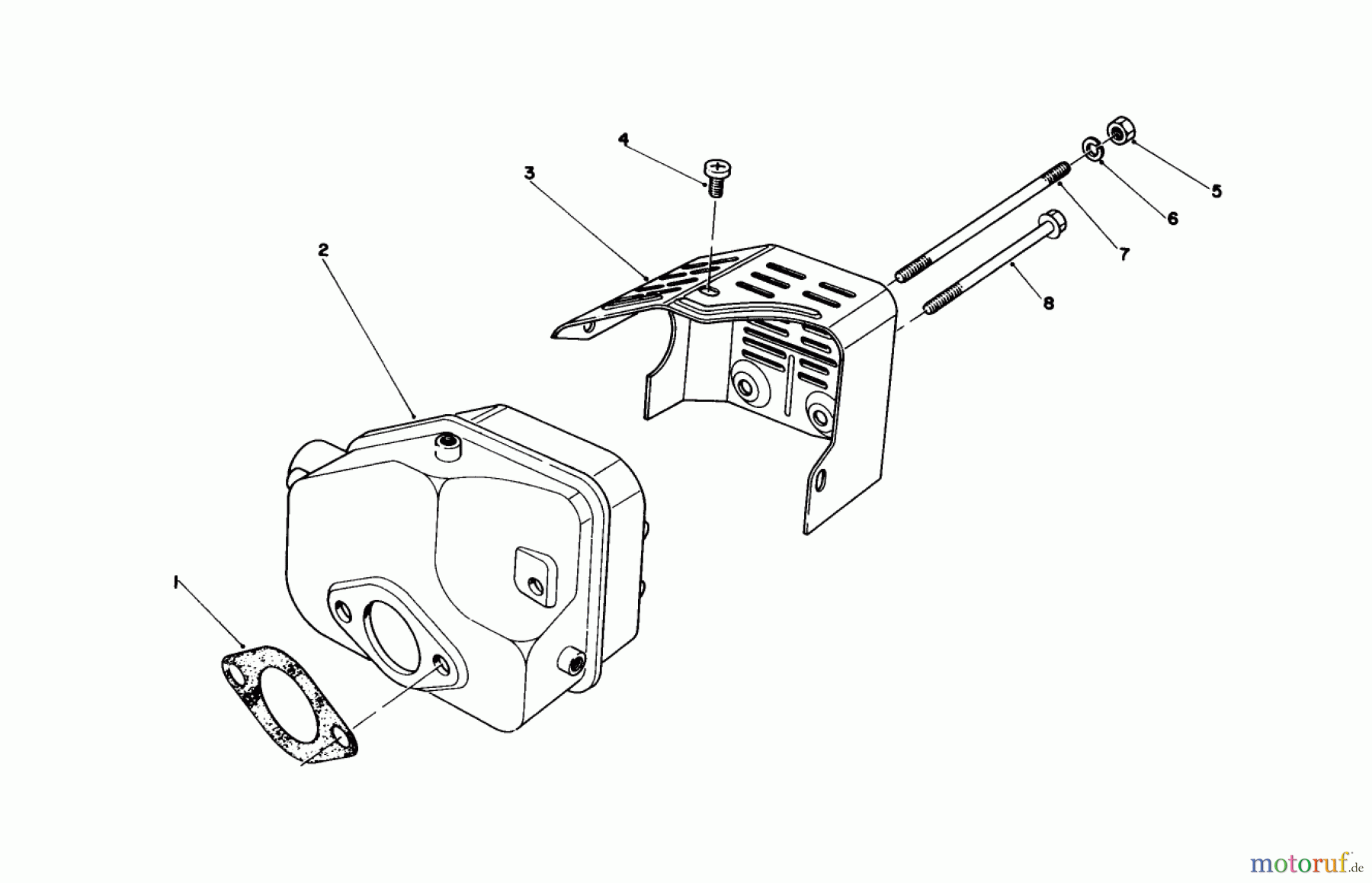  Toro Neu Mowers, Walk-Behind Seite 1 16202 - Toro Lawnmower, 1984 (4000001-4999999) MUFFLER ASSEMBLY