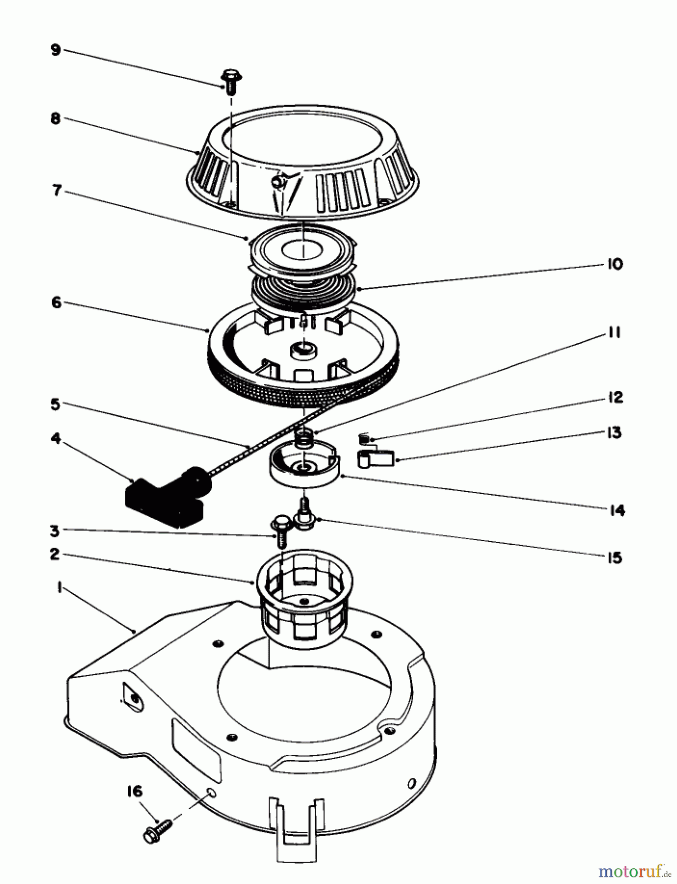  Toro Neu Mowers, Walk-Behind Seite 1 16202C - Toro Lawnmower, 1987 (7000001-7999999) RECOIL ASSEMBLY (ENGINE NO. 47PG6)