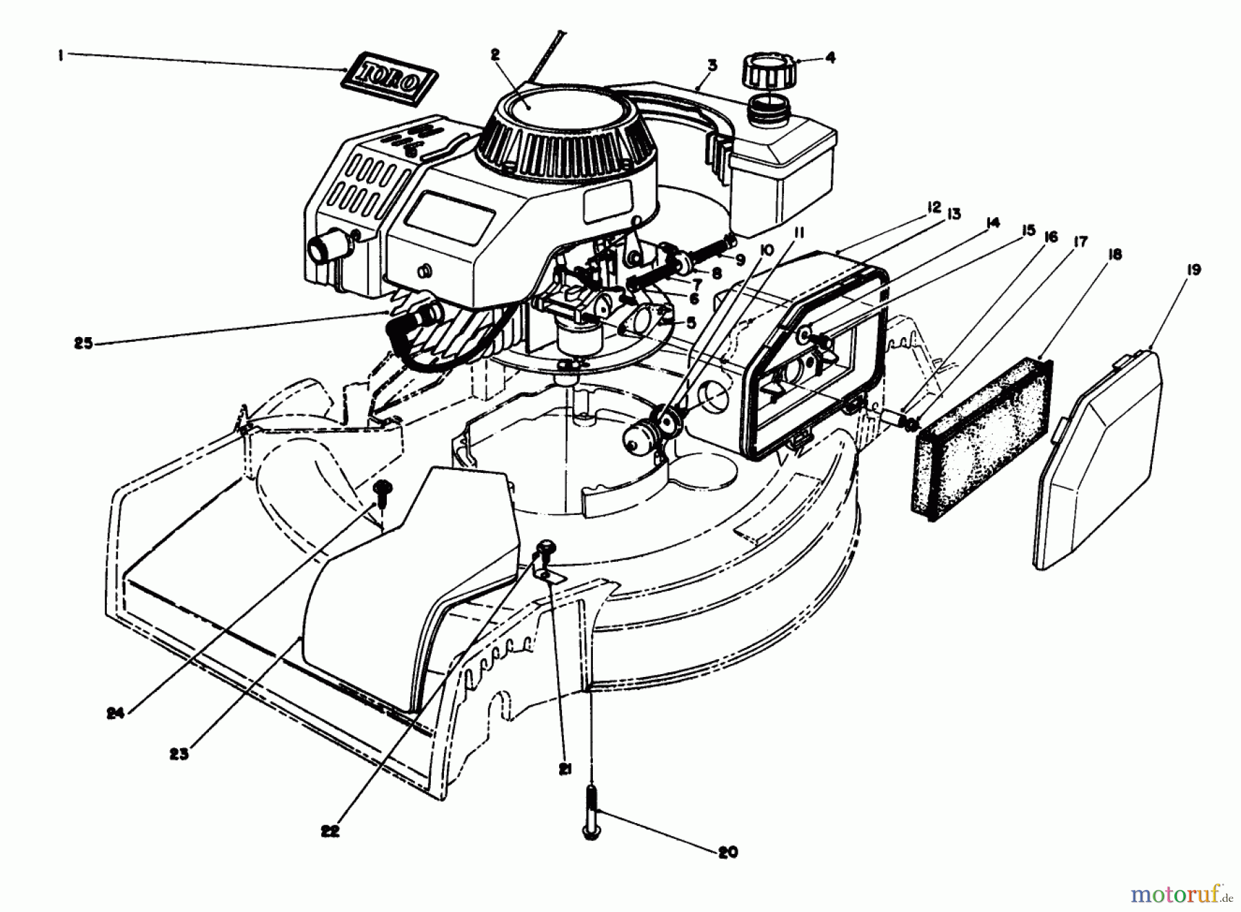  Toro Neu Mowers, Walk-Behind Seite 1 16212 - Toro Lawnmower, 1990 (0000001-0999999) ENGINE ASSEMBLY