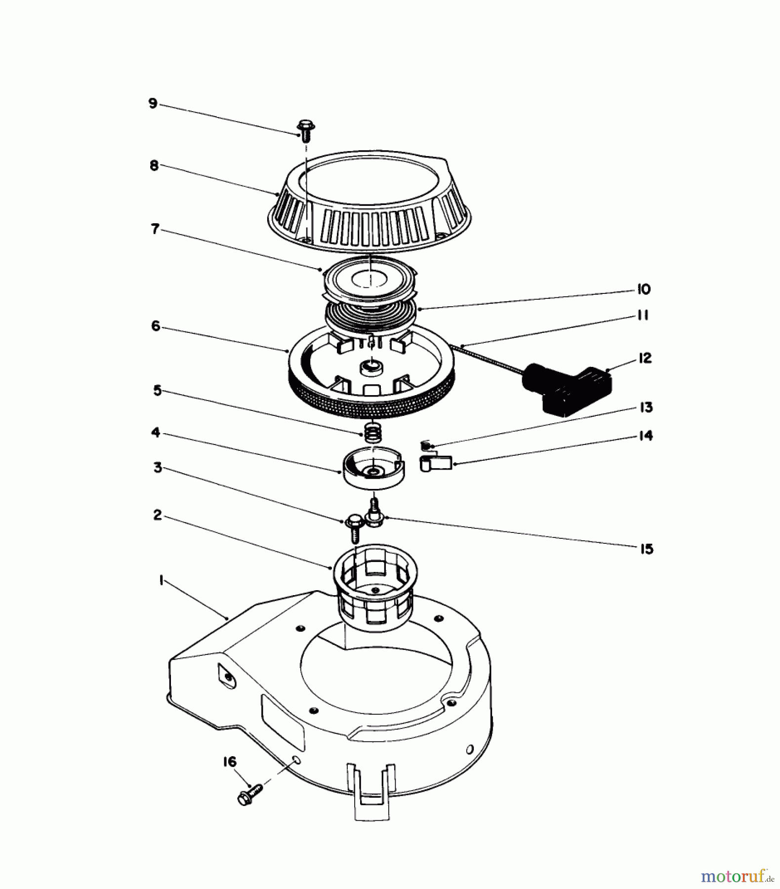  Toro Neu Mowers, Walk-Behind Seite 1 16212C - Toro Lawnmower, 1986 (6000001-6999999) RECOIL ASSEMBLY