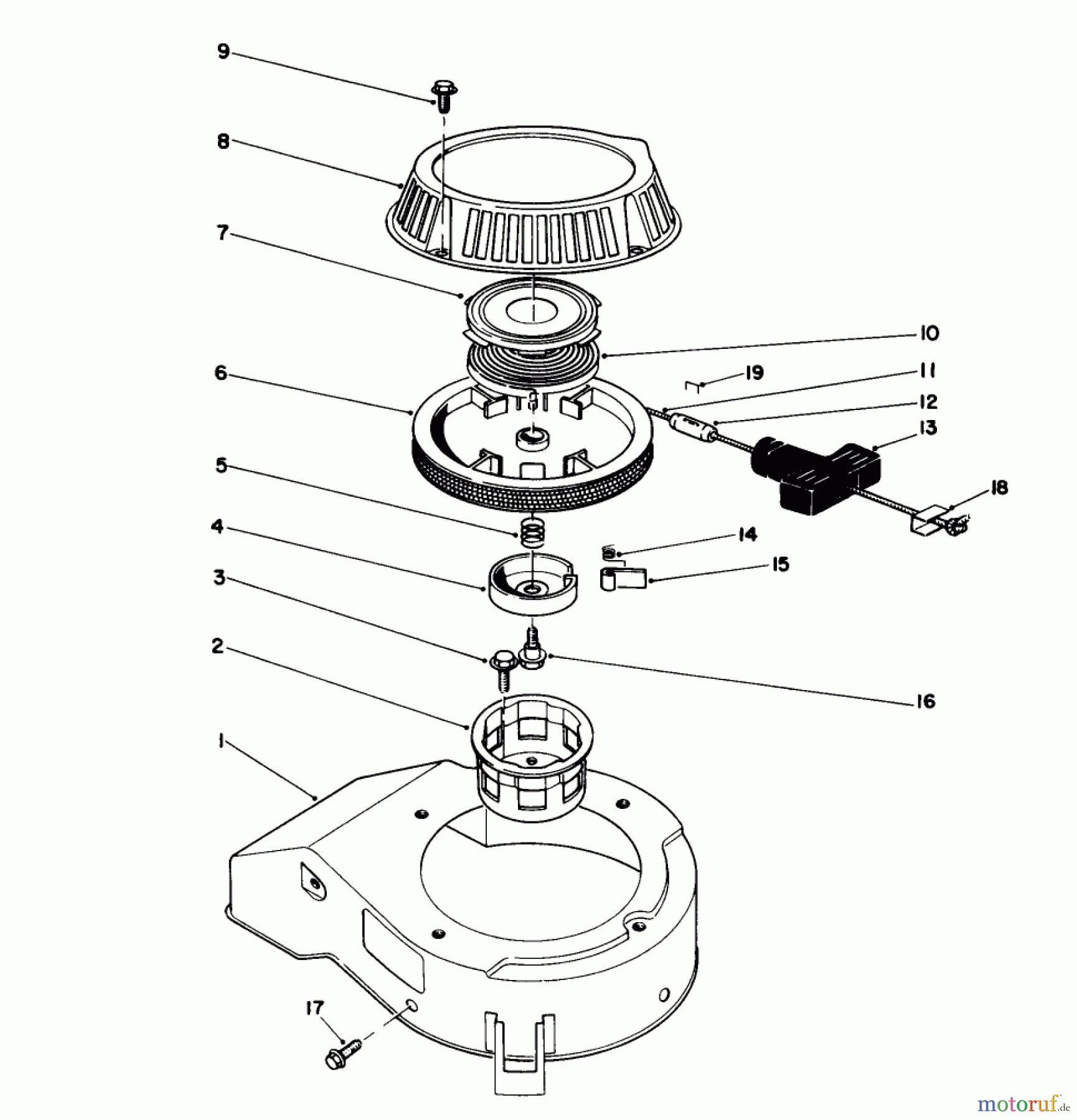  Toro Neu Mowers, Walk-Behind Seite 1 16212WG - Toro Lawnmower, 1990 (0000001-0999999) RECOIL ASSEMBLY (MODEL NO. 47PK9)