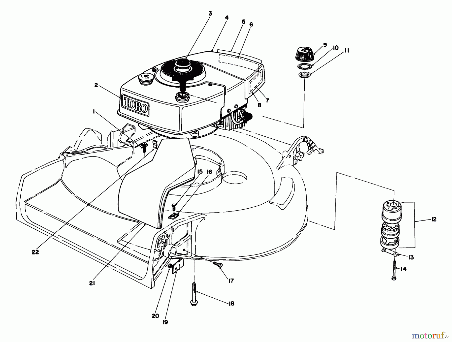  Toro Neu Mowers, Walk-Behind Seite 1 16299 - Toro Lawnmower, 1985 (5000001-5999999) ENGINE ASSEMBLY