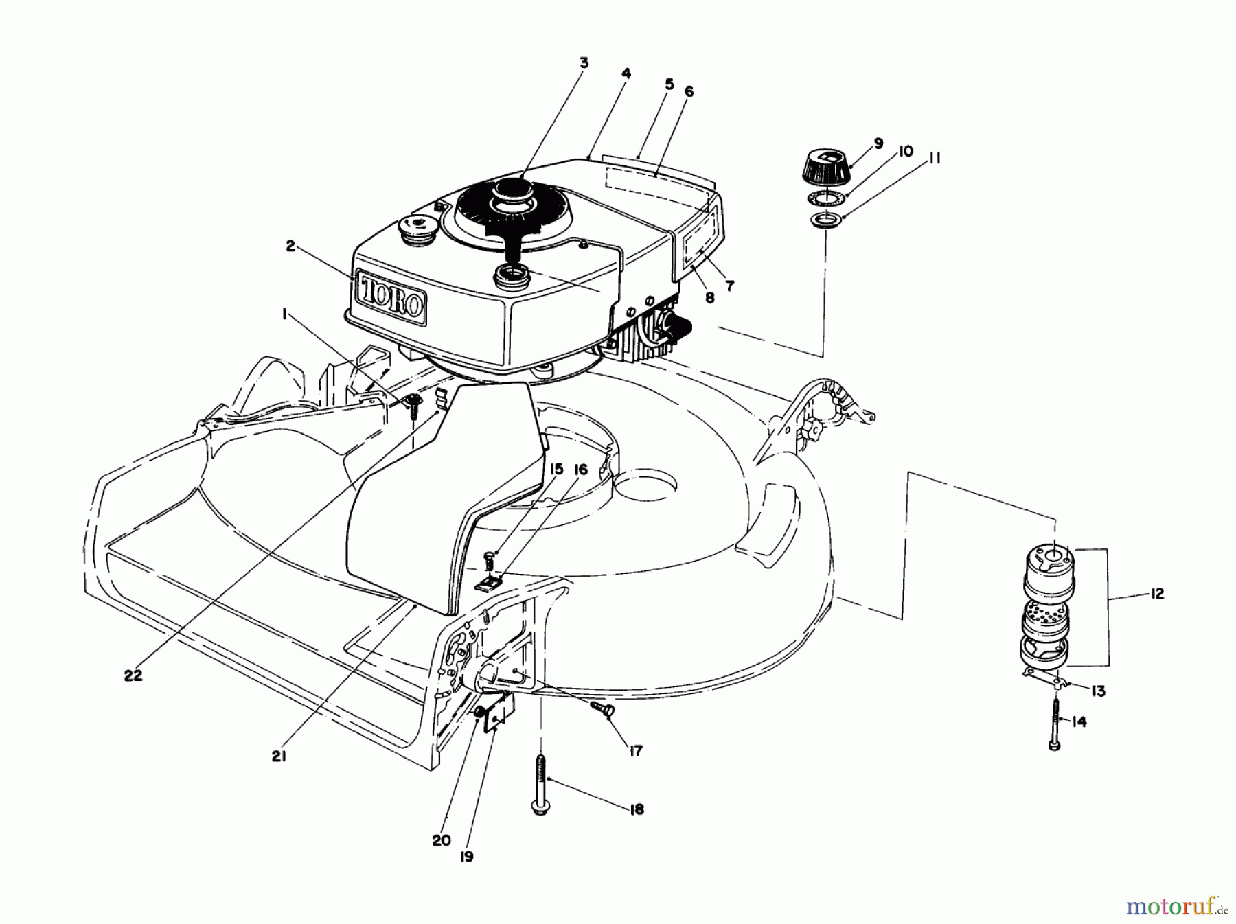  Toro Neu Mowers, Walk-Behind Seite 1 16299C - Toro Lawnmower, 1986 (6000001-6999999) ENGINE ASSEMBLY