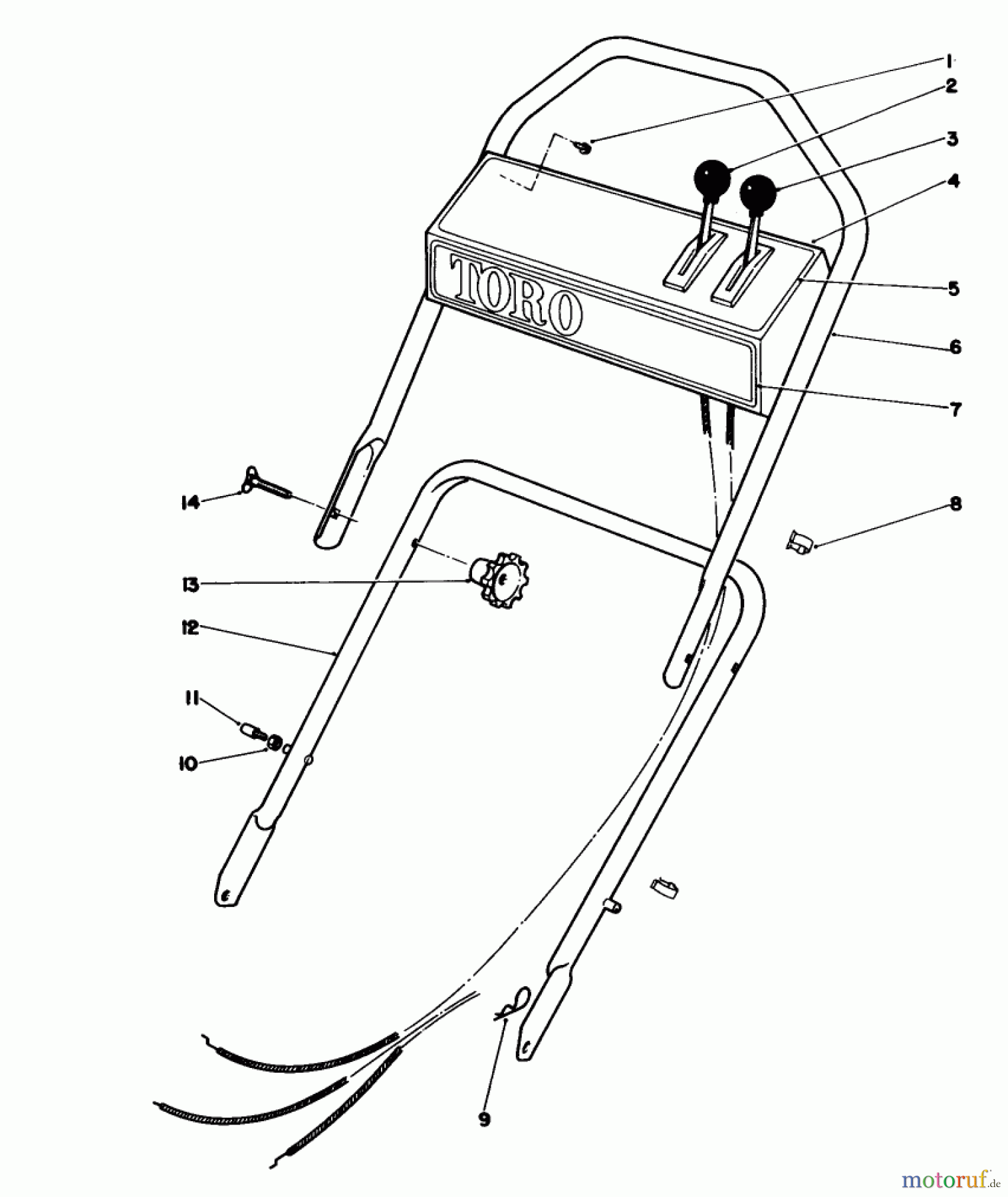  Toro Neu Mowers, Walk-Behind Seite 1 16299C - Toro Lawnmower, 1988 (8000001-8999999) HANDLE ASSEMBLY