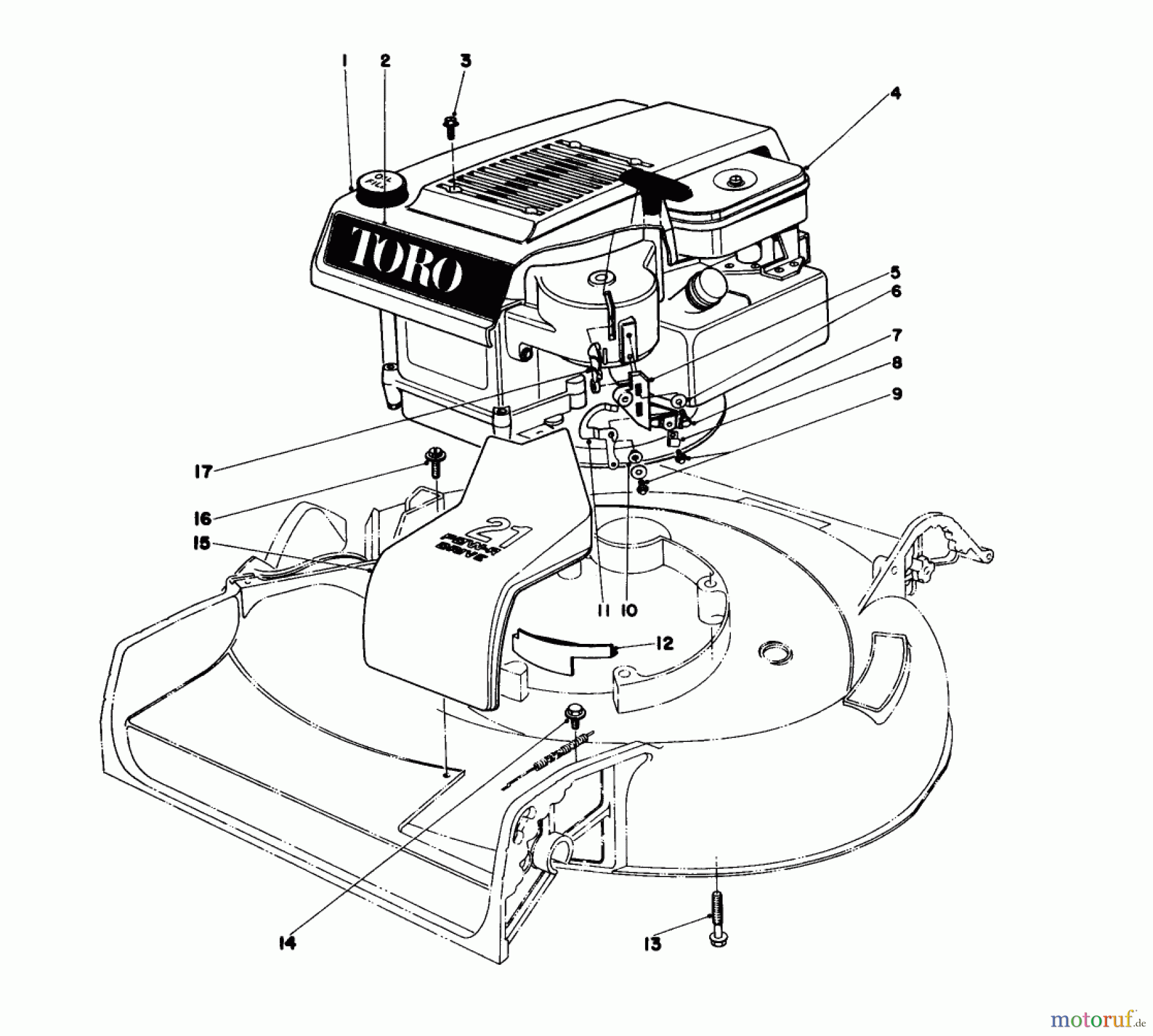  Toro Neu Mowers, Walk-Behind Seite 1 16310 - Toro Lawnmower, 1979 (9000001-9999999) ENGINE ASSEMBLY MODEL 16320