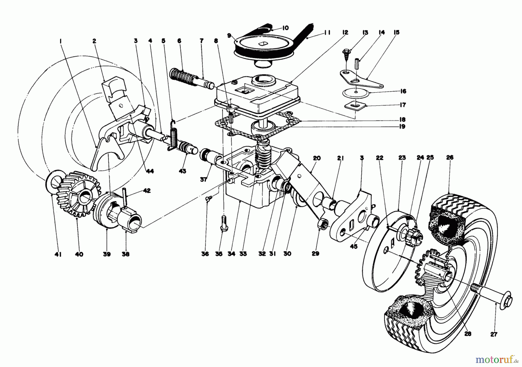  Toro Neu Mowers, Walk-Behind Seite 1 16320 - Toro Lawnmower, 1981 (1000001-1999999) GEAR BOX ASSEMBLY