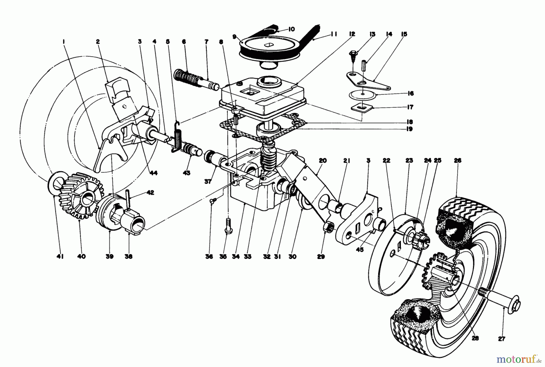  Toro Neu Mowers, Walk-Behind Seite 1 16390 - Toro Whirlwind PowR, 1981 (1000001-1999999) GEAR BOX ASSEMBLY