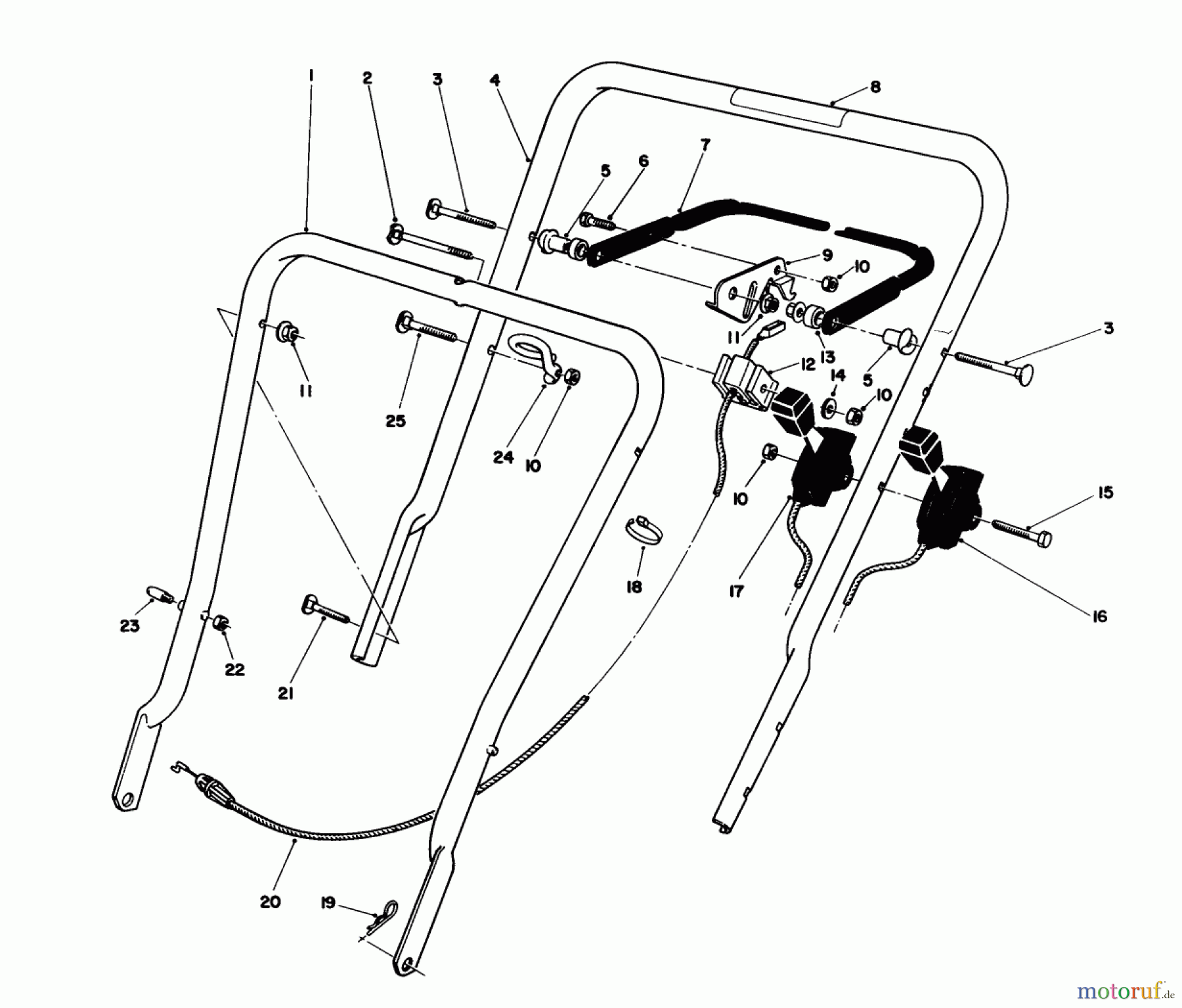  Toro Neu Mowers, Walk-Behind Seite 1 16401 - Toro Side Discharge Mower, 1993 (39000001-39999999) HANDLE ASSEMBLY