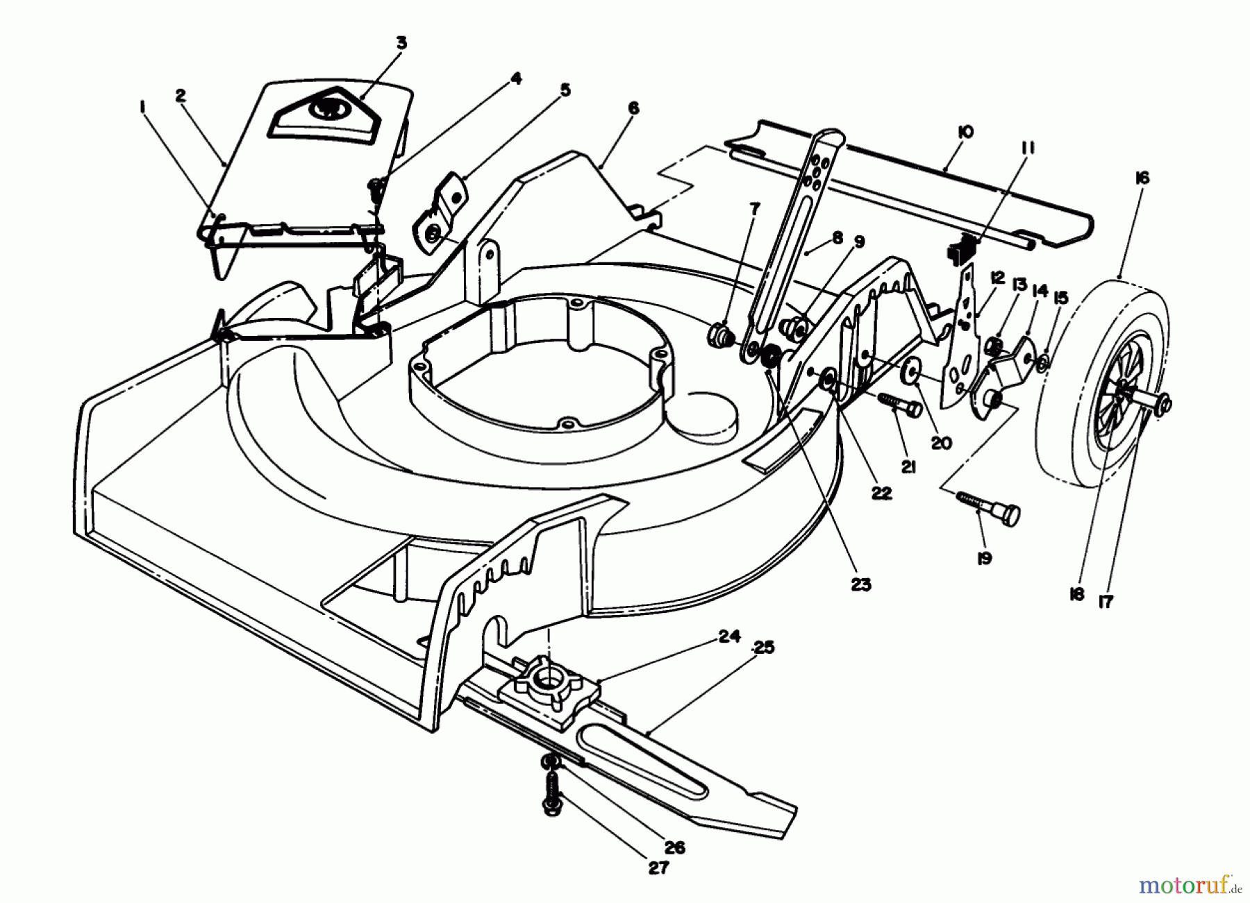  Toro Neu Mowers, Walk-Behind Seite 1 16401 - Toro Side Discharge Mower, 1991 (1000001-1999999) HOUSING ASSEMBLY