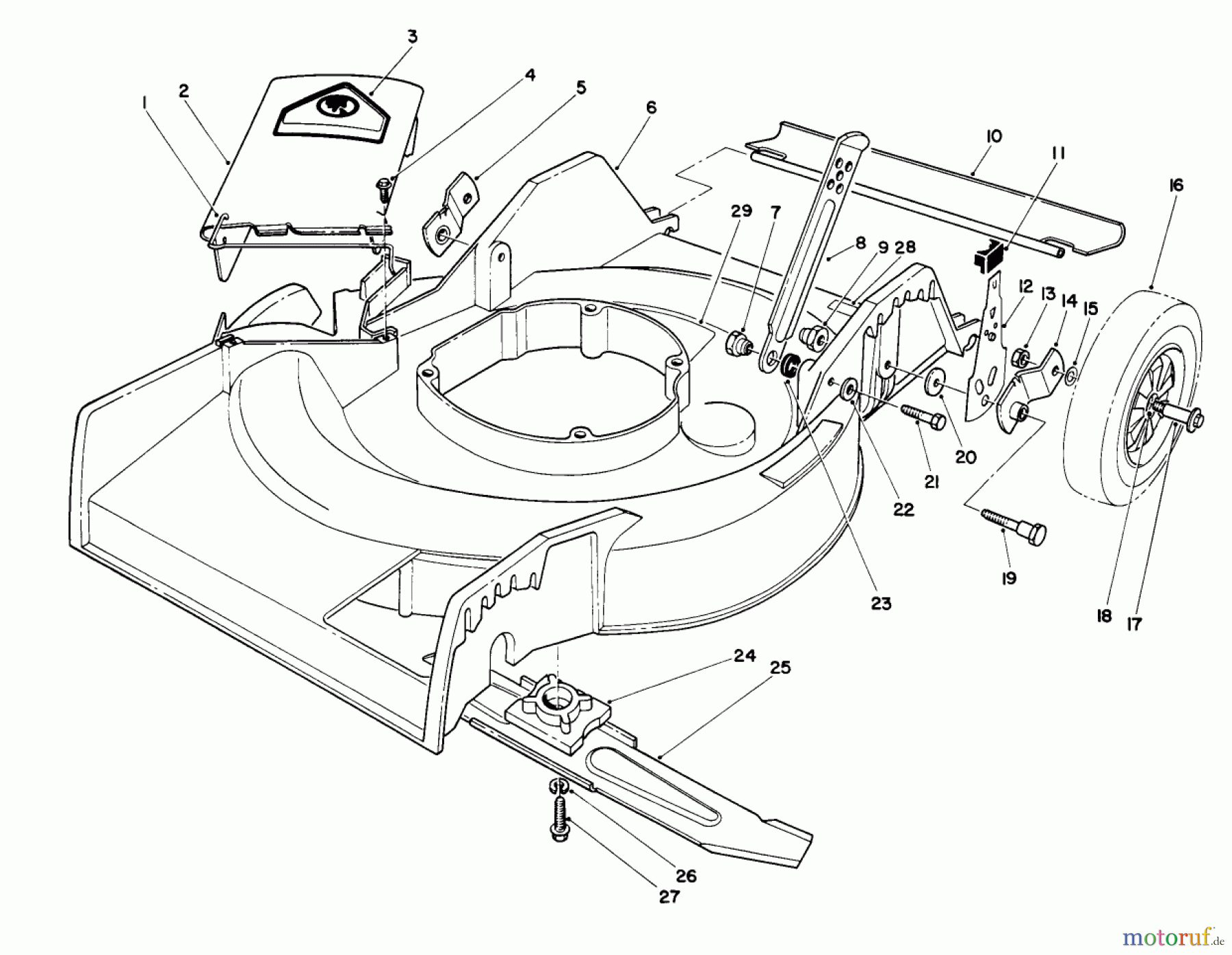  Toro Neu Mowers, Walk-Behind Seite 1 16401 - Toro Side Discharge Mower, 1994 (4900001-4999999) HOUSING ASSEMBLY