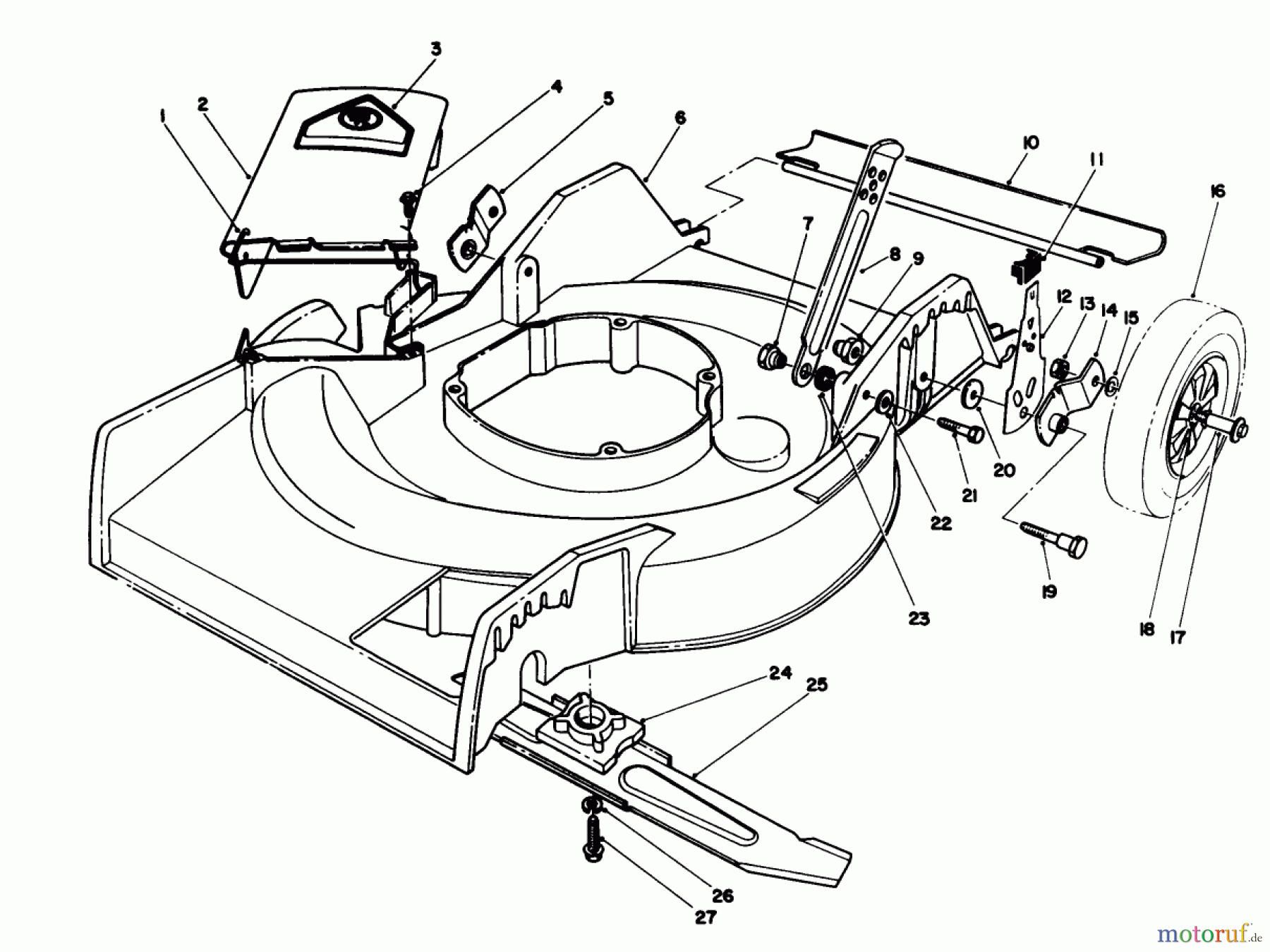  Toro Neu Mowers, Walk-Behind Seite 1 16402 - Toro Lawnmower, 1991 (1000001-1999999) HOUSING ASSEMBLY