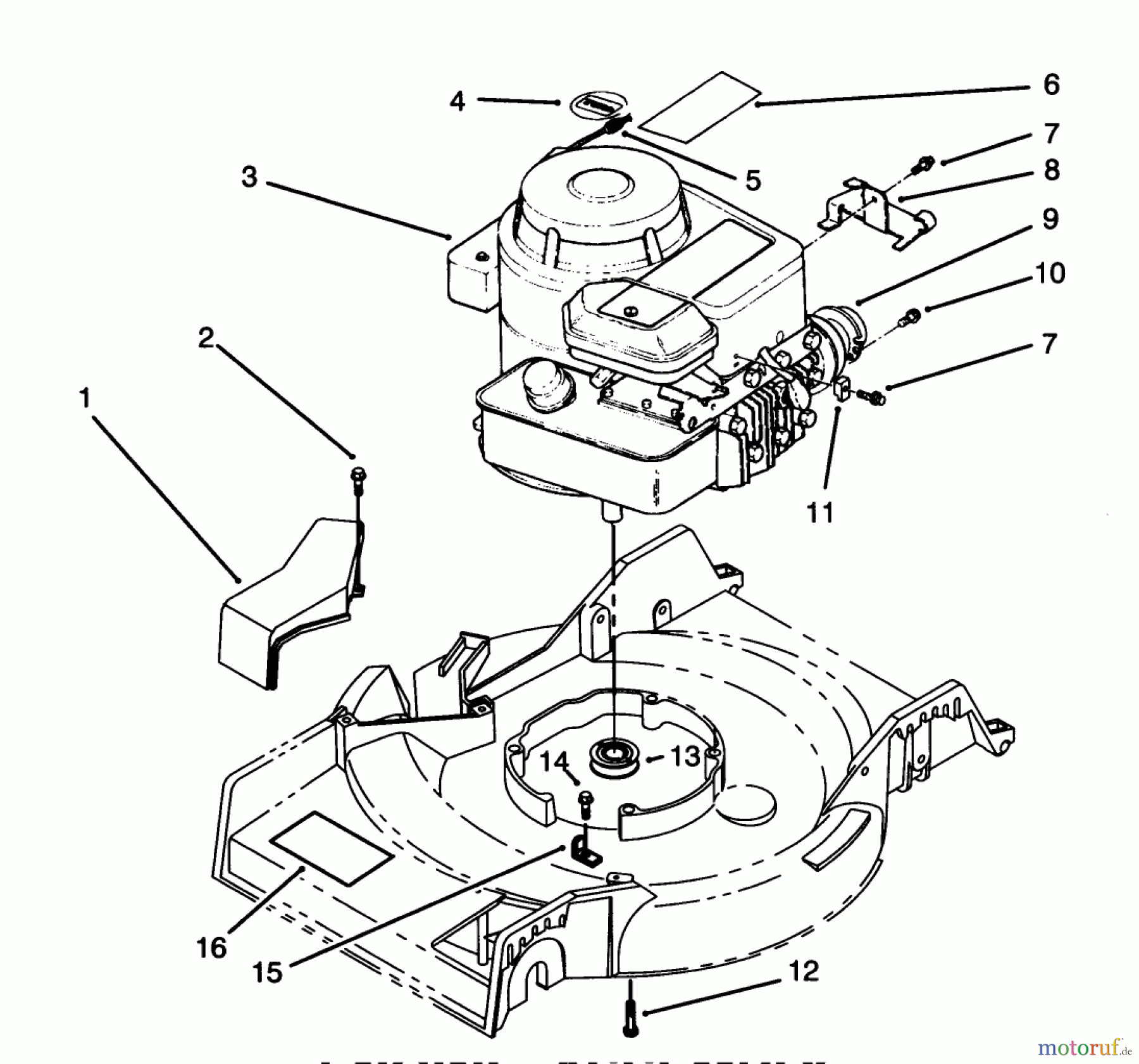  Toro Neu Mowers, Walk-Behind Seite 1 16411 - Toro Lawnmower, 1993 (3900001-3999999) ENGINE ASSEMBLY