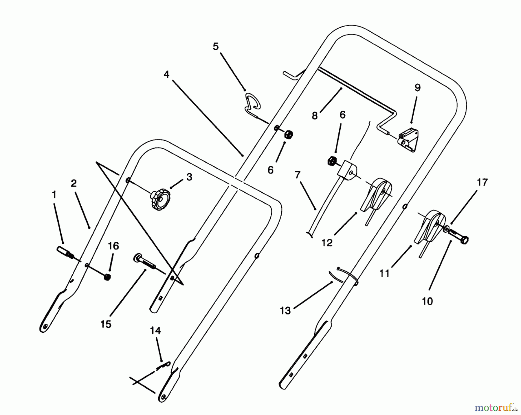  Toro Neu Mowers, Walk-Behind Seite 1 16411 - Toro Lawnmower, 1993 (3900001-3999999) HANDLE ASSEMBLY