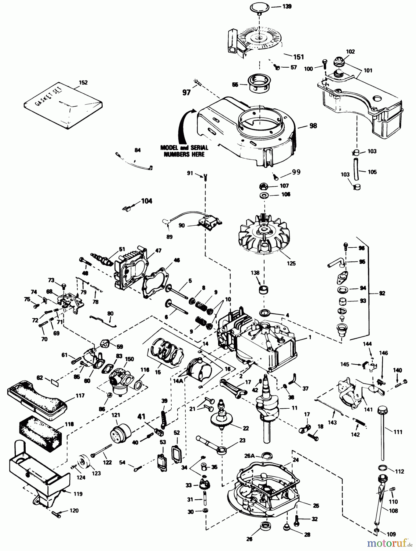  Toro Neu Mowers, Walk-Behind Seite 1 16575C - Toro Lawnmower, 1988 (8000001-8999999) ENGINE TECUMSEH MODEL NO. TVS100-44012B