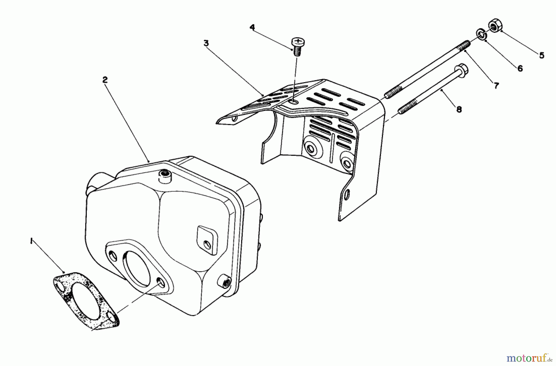  Toro Neu Mowers, Walk-Behind Seite 1 16580 - Toro Lawnmower, 1983 (3000001-3999999) MUFFLER ASSEMBLY