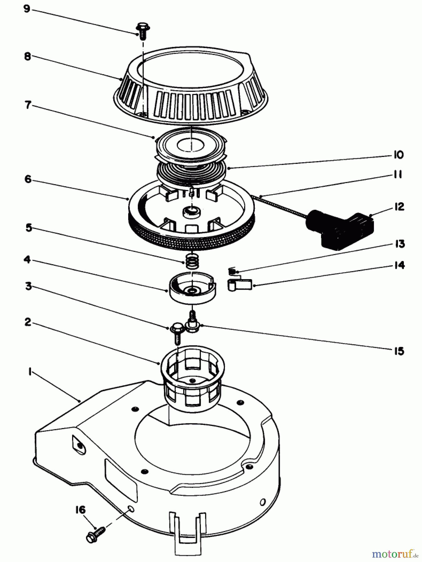  Toro Neu Mowers, Walk-Behind Seite 1 16585 - Toro Lawnmower, 1987 (7000001-7999999) RECOIL ASSEMBLY (MODEL NO. 47PF5 & 47PG6)