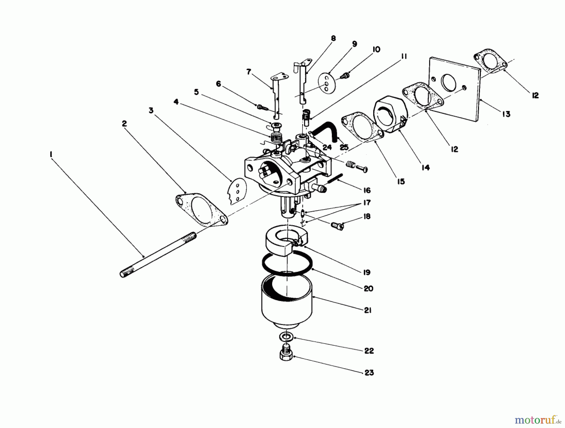  Toro Neu Mowers, Walk-Behind Seite 1 16585 - Toro Lawnmower, 1988 (8000001-8004251) CARBURETOR ASSEMBLY (MODEL NO. 47PH7)