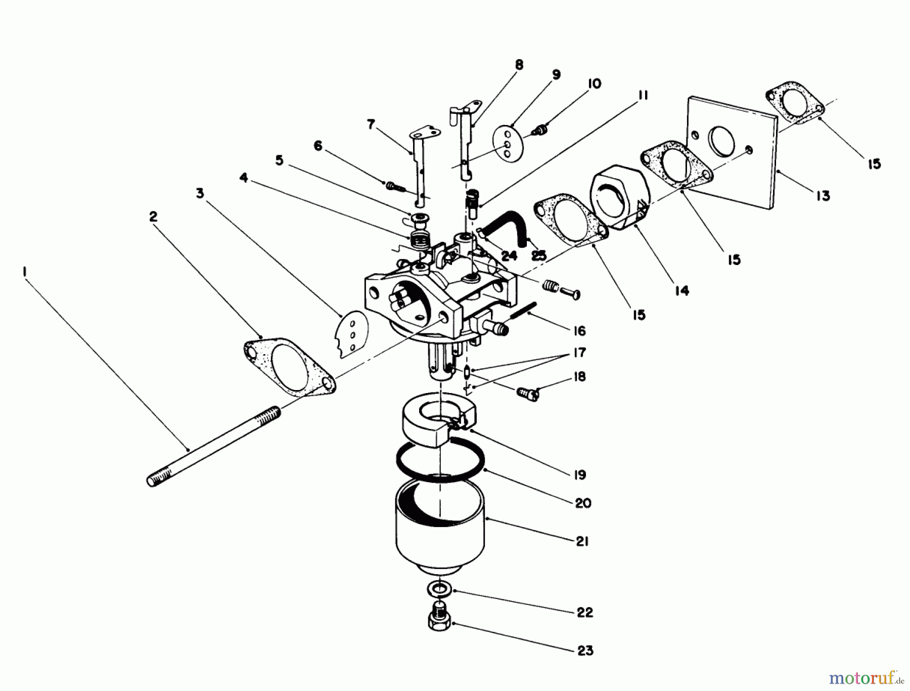  Toro Neu Mowers, Walk-Behind Seite 1 16585C - Toro Lawnmower, 1989 (9000001-9999999) CARBURETOR ASSEMBLY (MODEL NO. 47PJ8)