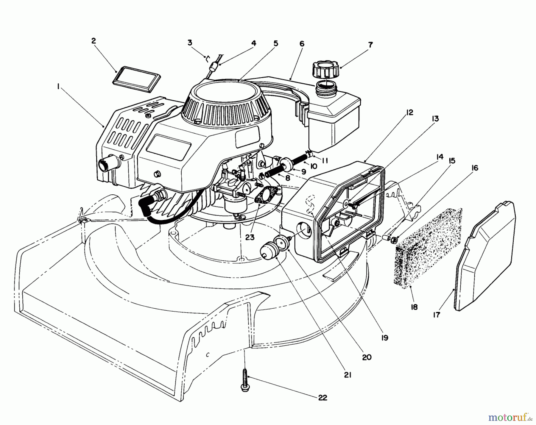  Toro Neu Mowers, Walk-Behind Seite 1 16585 - Toro Lawnmower, 1989 (9000001-9999999) ENGINE ASSEMBLY