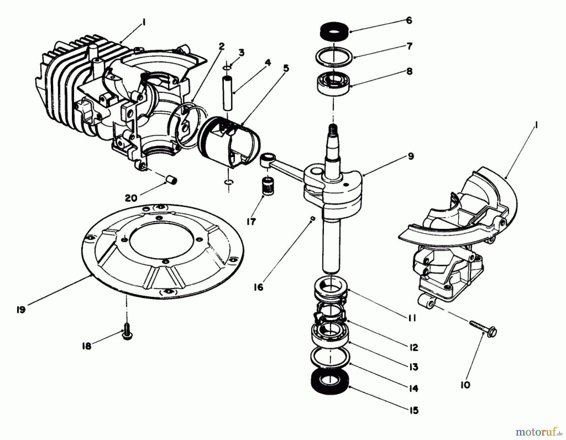  Toro Neu Mowers, Walk-Behind Seite 1 16585 - Toro Lawnmower, 1991 (1000001-1999999) CRANK SHAFT ASSEMBLY (MODEL NO. 47PL0-1)