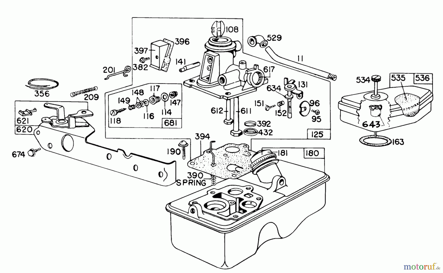  Toro Neu Mowers, Walk-Behind Seite 1 16600 - Toro Lawnmower, 1978 (8000001-8999999) CARBURETOR ASSEMBLY-ENGINE BRIGGS & STRATTON MODEL NO. 92908-1841-01