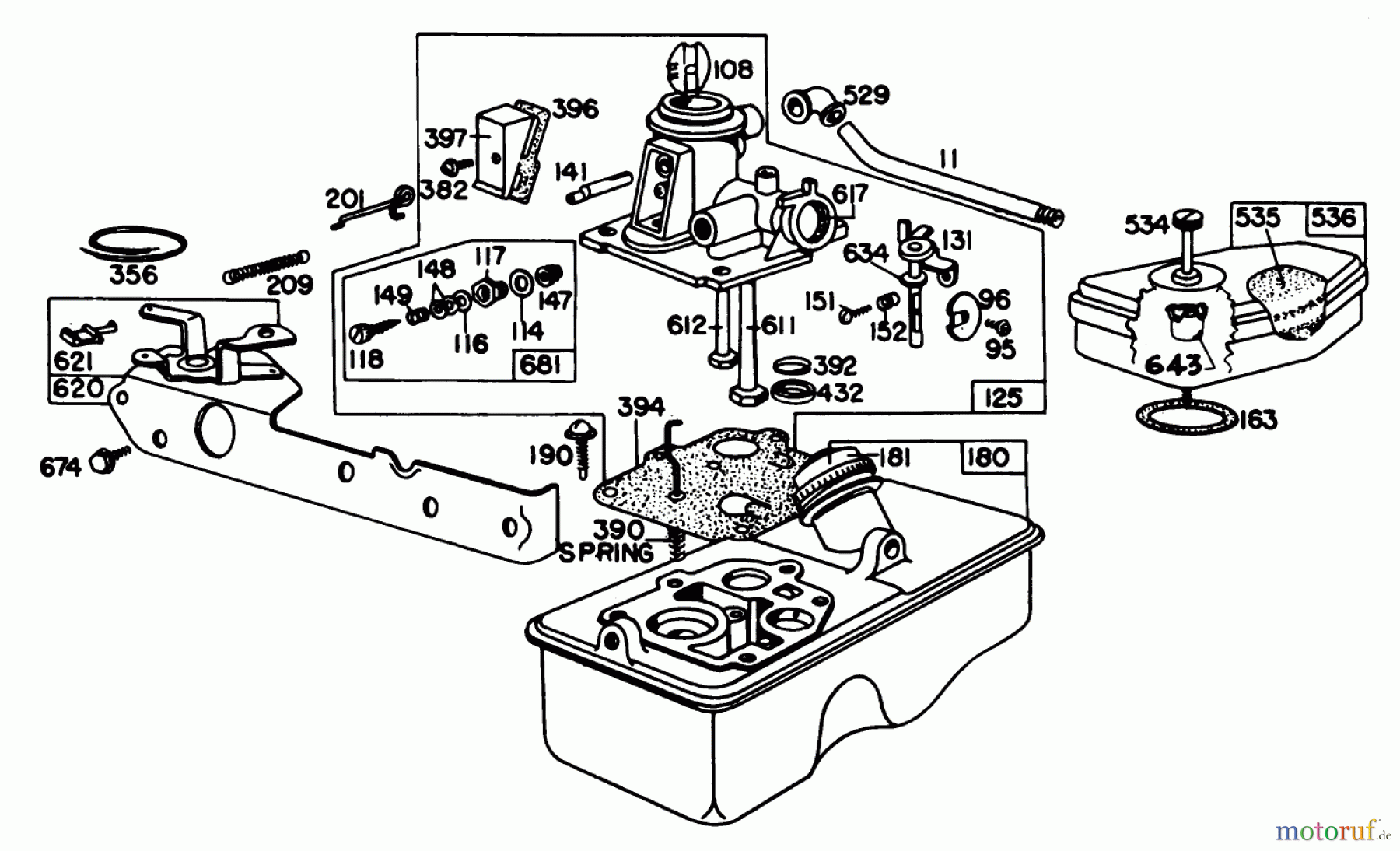  Toro Neu Mowers, Walk-Behind Seite 1 16756 - Toro Lawnmower, 1978 (8000001-8999999) CARBURETOR ASSEMBLY MODEL 92908-1956-01