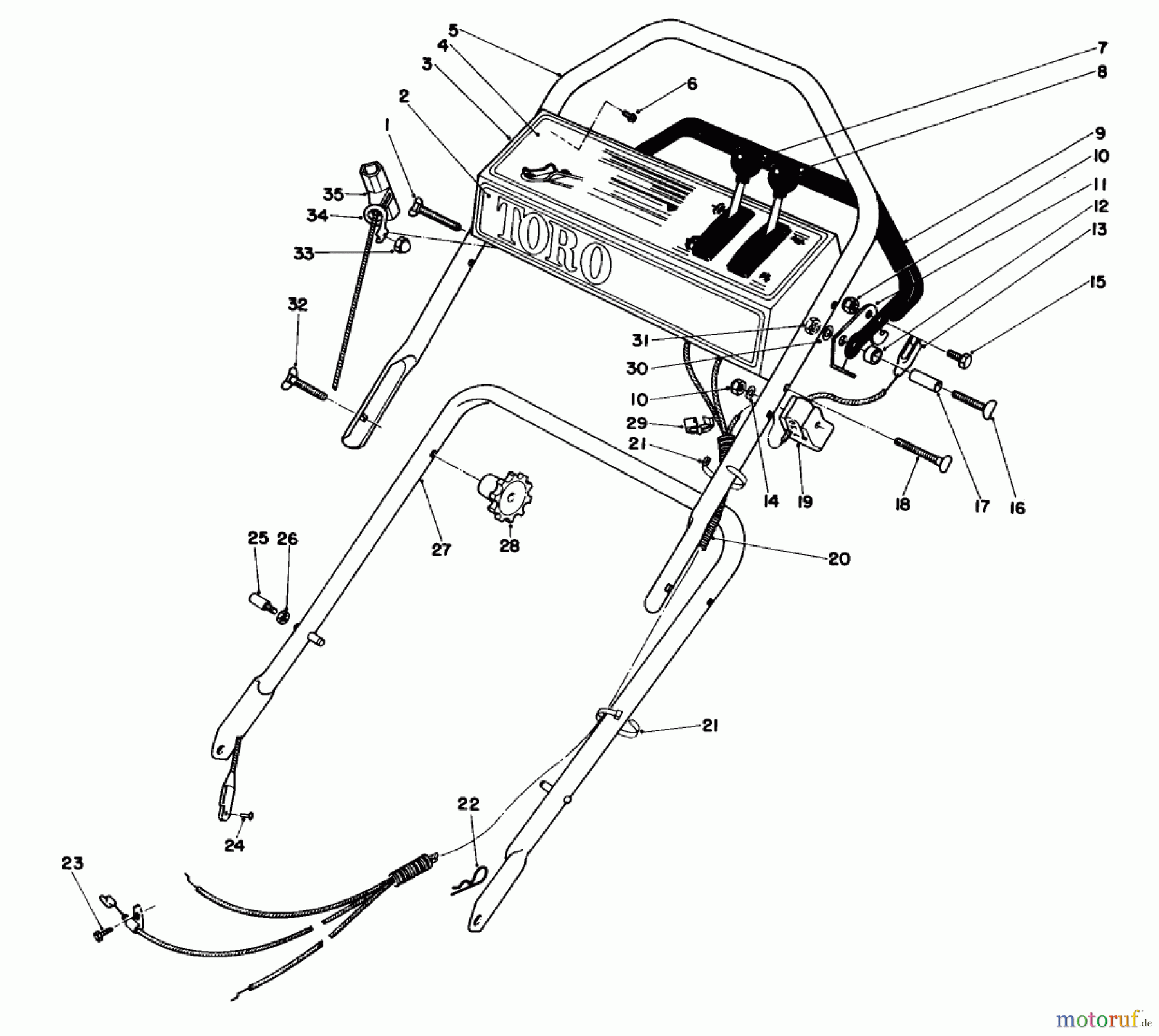  Toro Neu Mowers, Walk-Behind Seite 1 16771 - Toro Lawnmower, 1983 (3000001-3999999) HANDLE ASSEMBLY