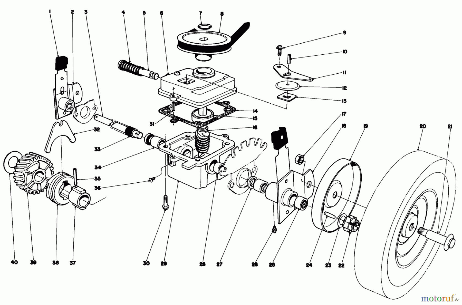  Toro Neu Mowers, Walk-Behind Seite 1 16860 - Toro Lawnmower, 1980 (0000001-0999999) GEAR CASE ASSEMBLY-MODEL 16870