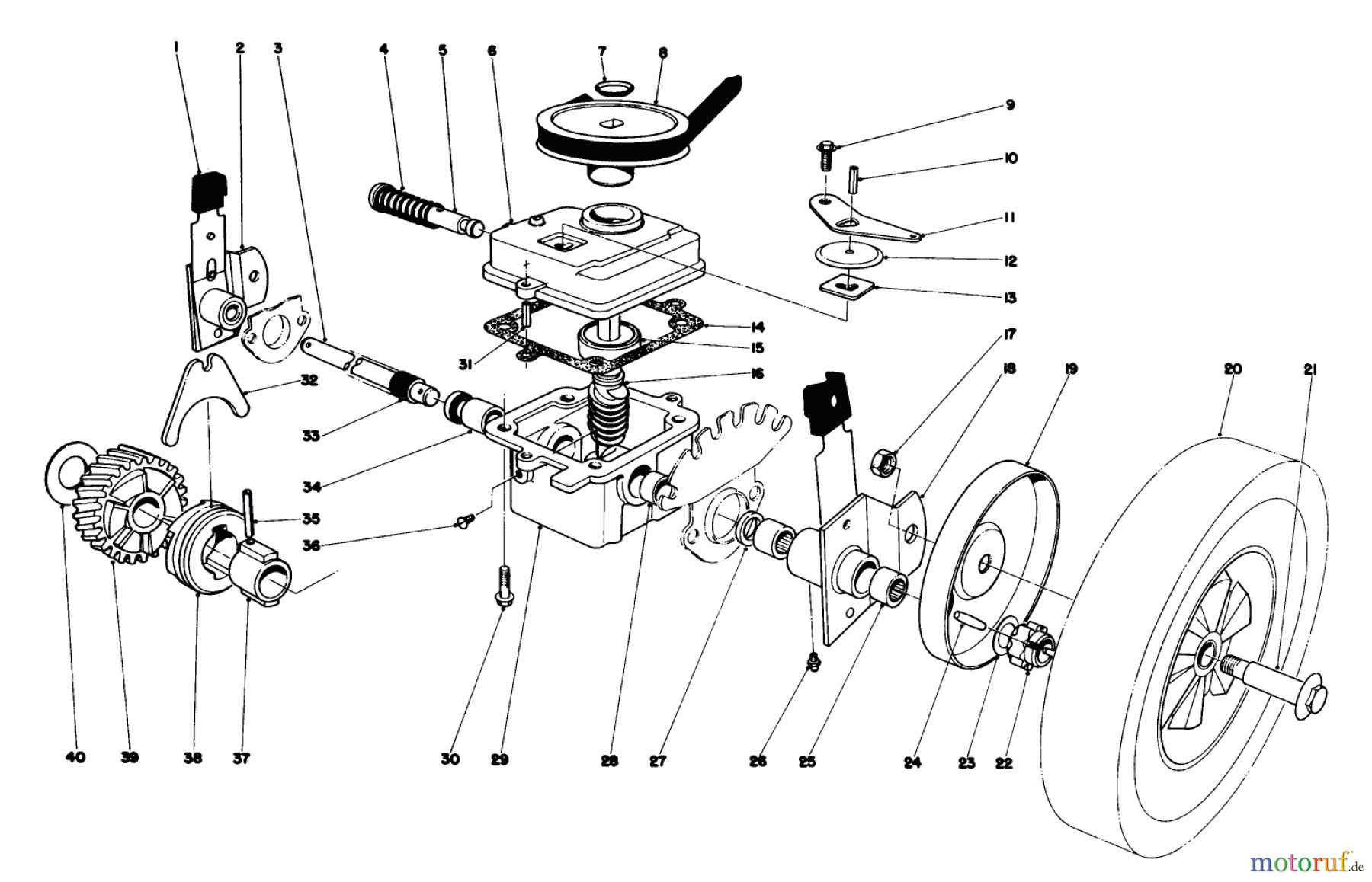  Toro Neu Mowers, Walk-Behind Seite 1 16870 - Toro Lawnmower, 1982 (2000001-2999999) GEAR CASE ASSEMBLY