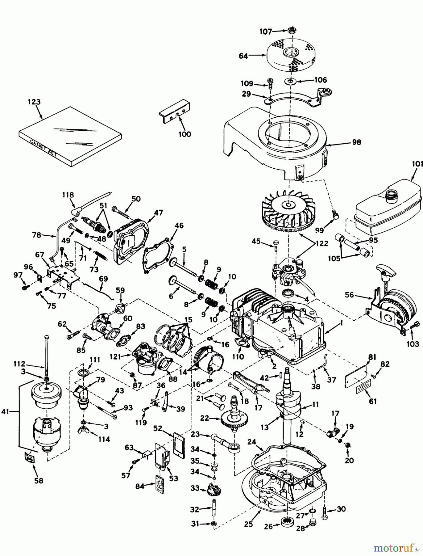  Toro Neu Mowers, Walk-Behind Seite 1 17201 - Toro Whirlwind Lawnmower, 1969 (9000001-9999999) ENGINE MODEL NO. LAV30-30444H