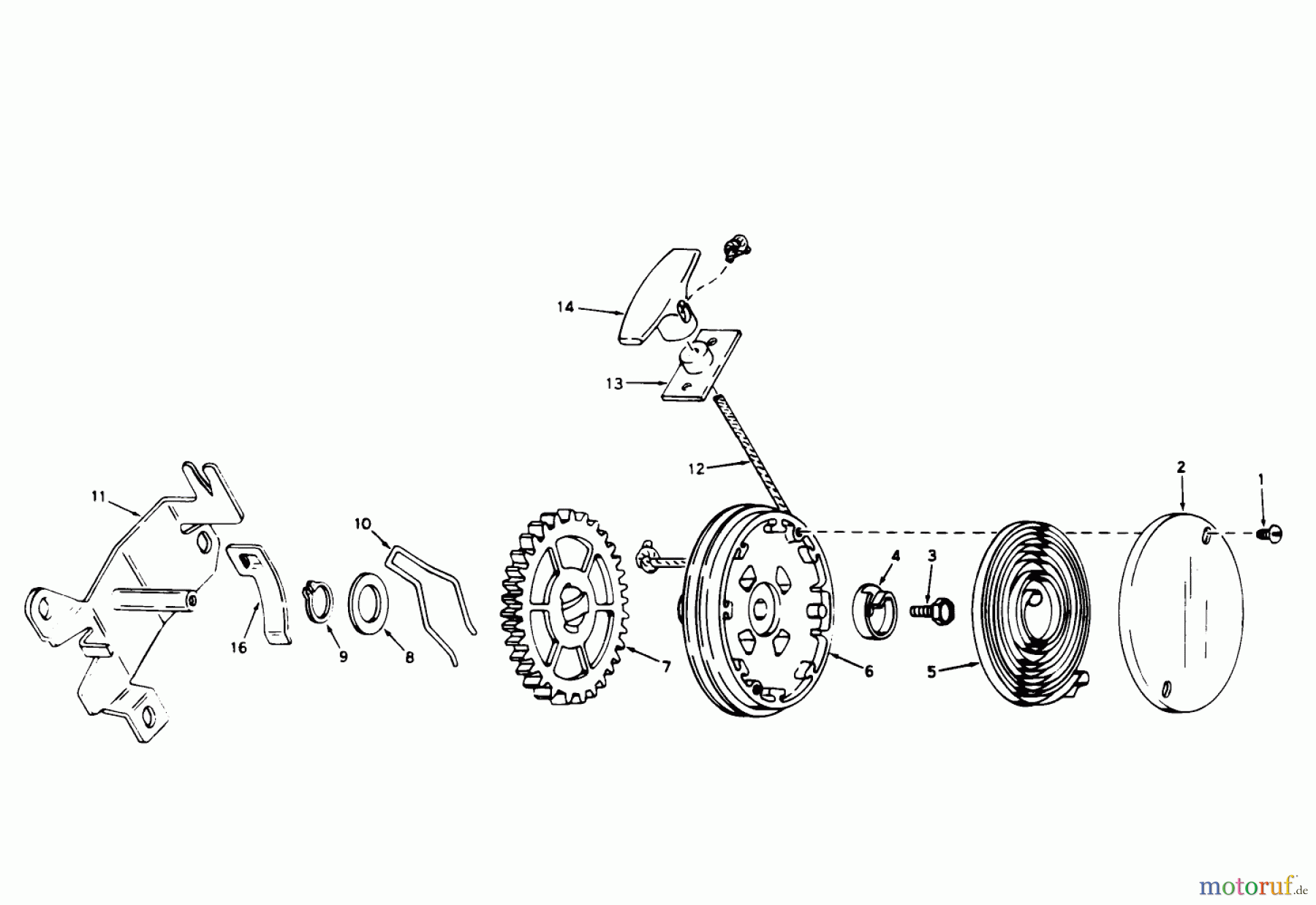  Toro Neu Mowers, Walk-Behind Seite 1 18214 - Toro Whirlwind Lawnmower, 1969 (9000001-9999999) REWIND STARTER NO. 590450A