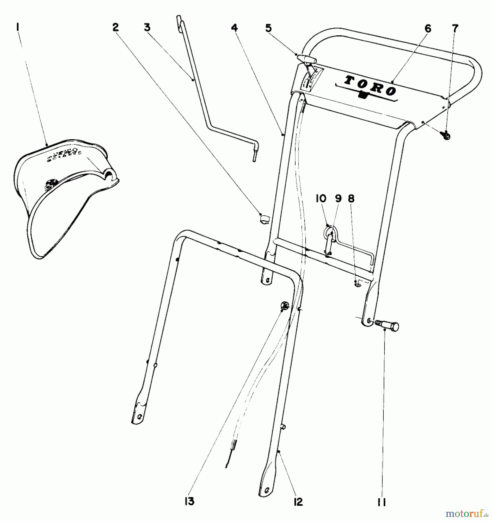  Toro Neu Mowers, Walk-Behind Seite 1 17501 - Toro Whirlwind Lawnmower, 1969 (9000001-9999999) HANDLE ASSEMBLY