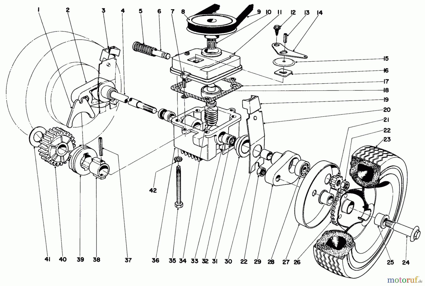  Toro Neu Mowers, Walk-Behind Seite 1 20223 - Toro Whirlwind Lawnmower, 1969 (9000001-9999999) GEAR CASE ASSEMBLY