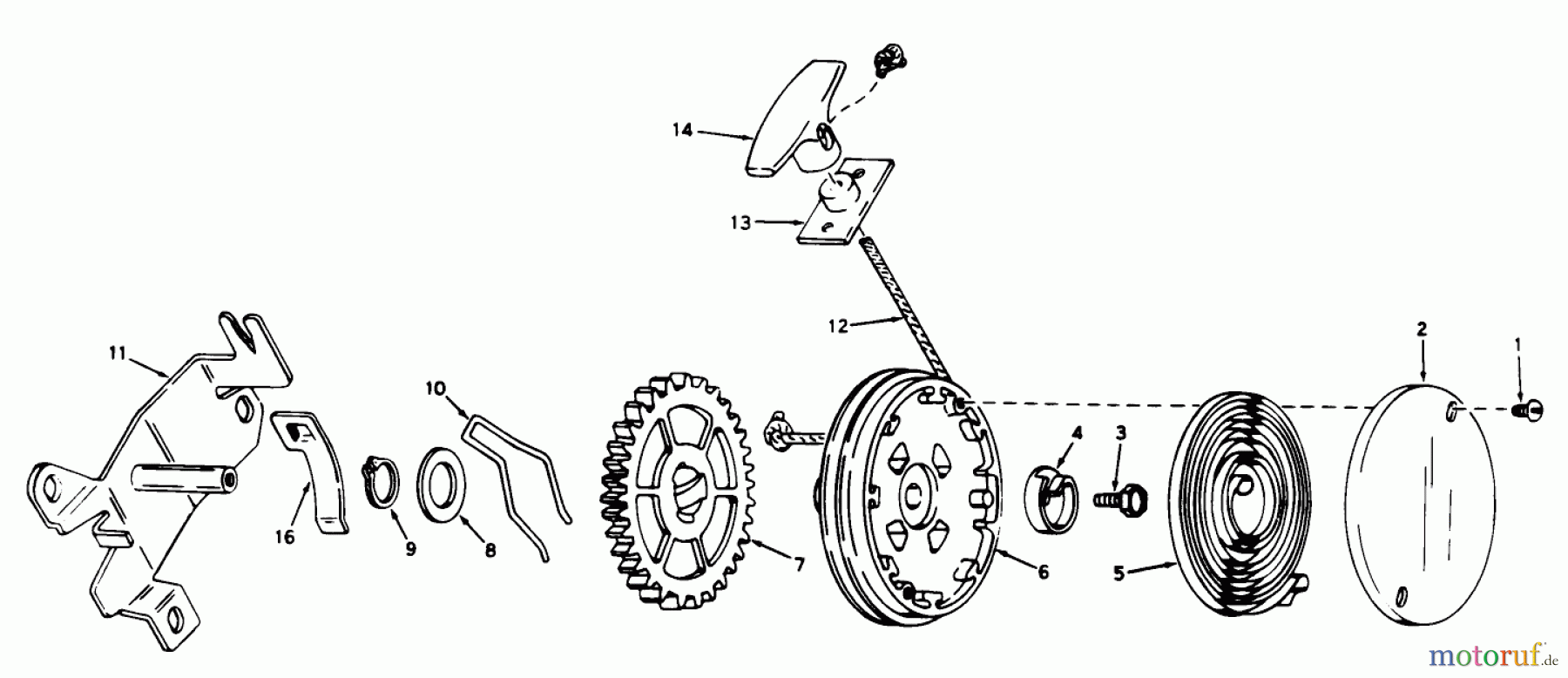  Toro Neu Mowers, Walk-Behind Seite 1 17601 - Toro Whirlwind Lawnmower, 1969 (9000001-9999999) REWIND STARTER NO. 590450A