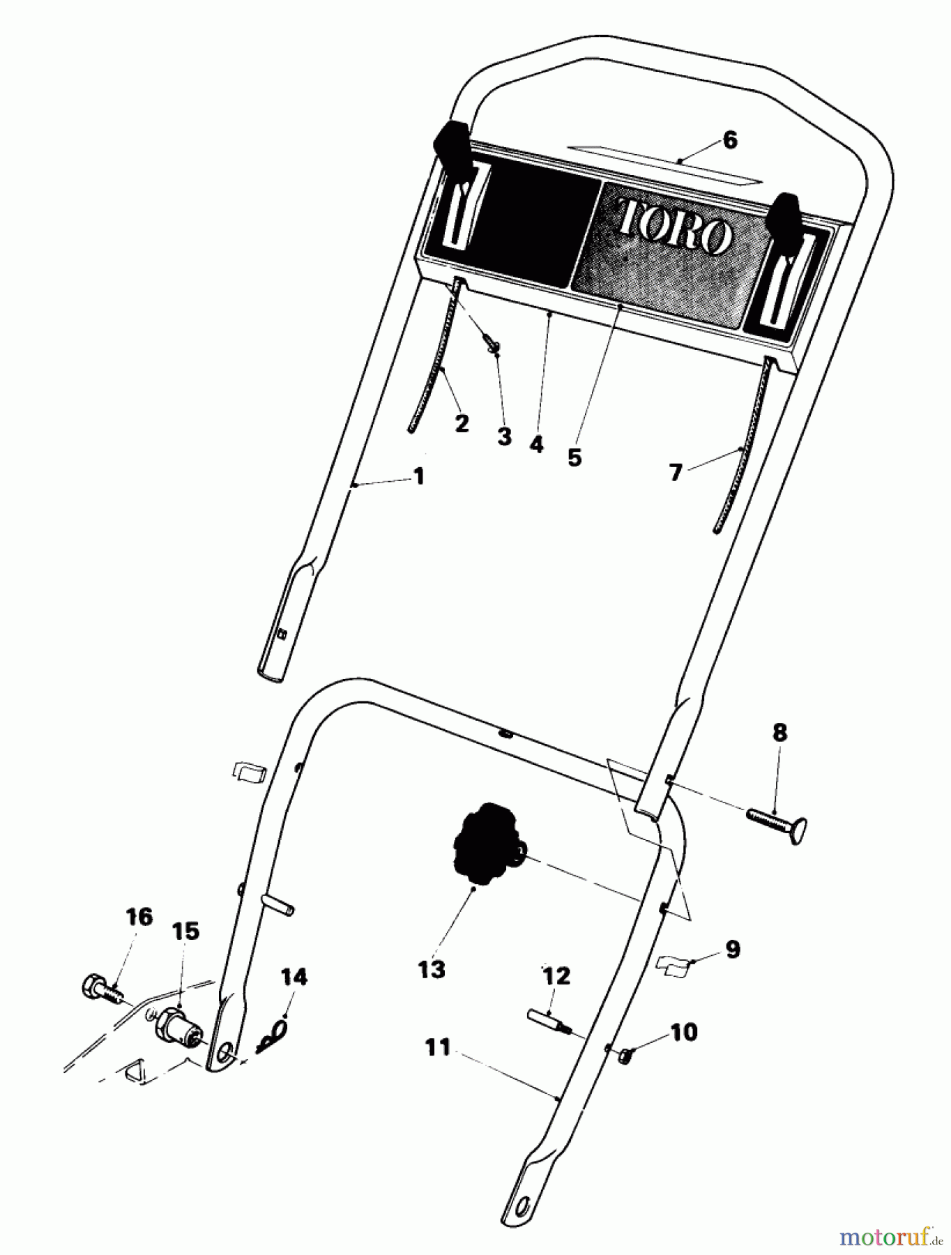  Toro Neu Mowers, Walk-Behind Seite 1 18005 - Toro Lawnmower, 1981 (1000001-1999999) HANDLE ASSEMBLY (MODEL 18010)