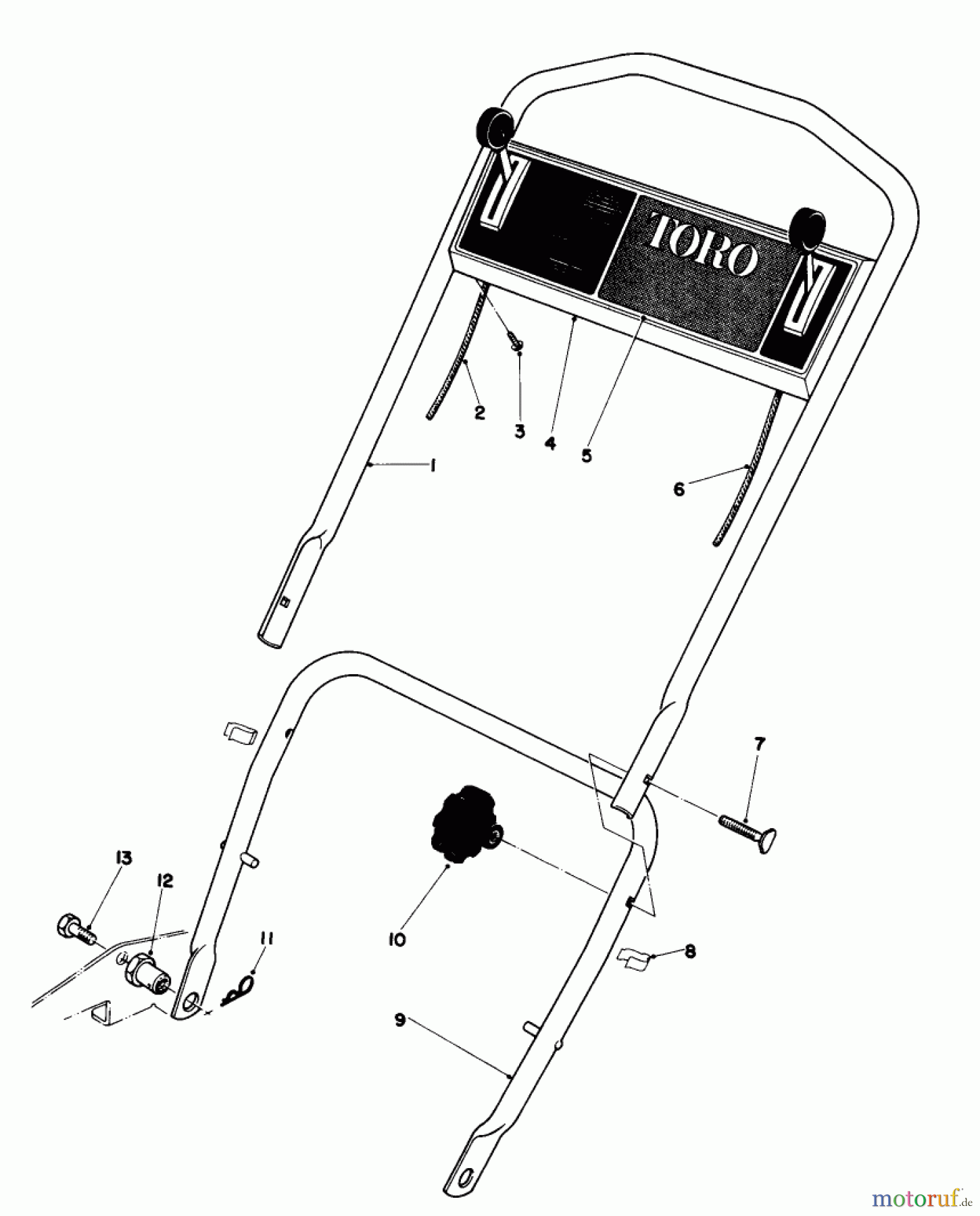  Toro Neu Mowers, Walk-Behind Seite 1 18095 - Toro Lawnmower, 1979 (9000001-9999999) HANDLE ASSEMBLY