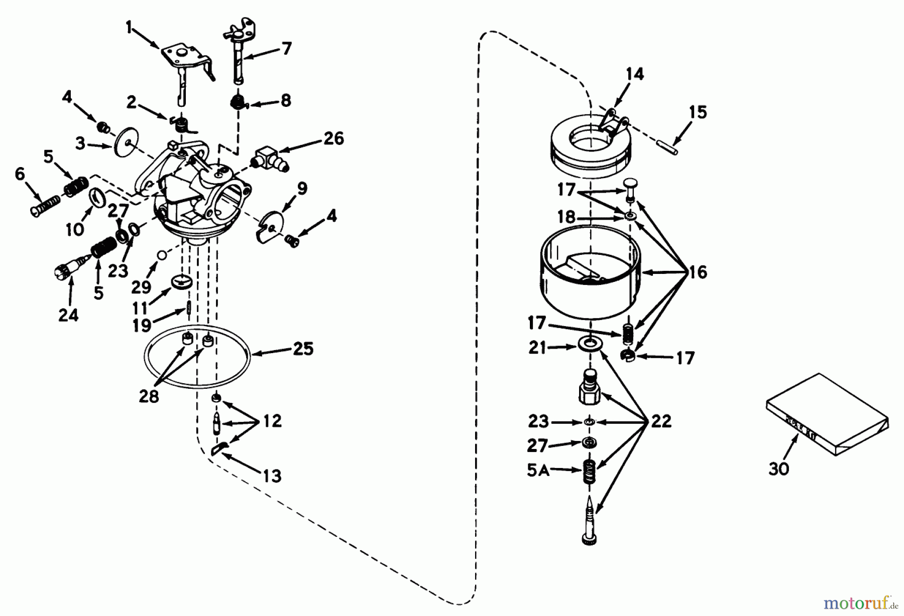  Toro Neu Mowers, Walk-Behind Seite 1 18216 - Toro Whirlwind Lawnmower, 1970 (0000001-0999999) CARBURETOR NO. 631581