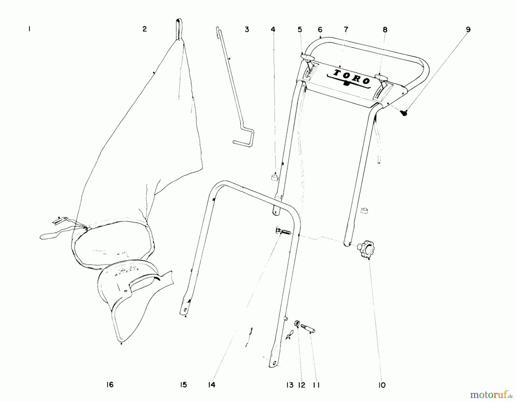  Toro Neu Mowers, Walk-Behind Seite 1 20600 - Toro Lawnmower, 1971 (1000001-1999999) HANDLE ASSEMBLY MODEL NO. 20600