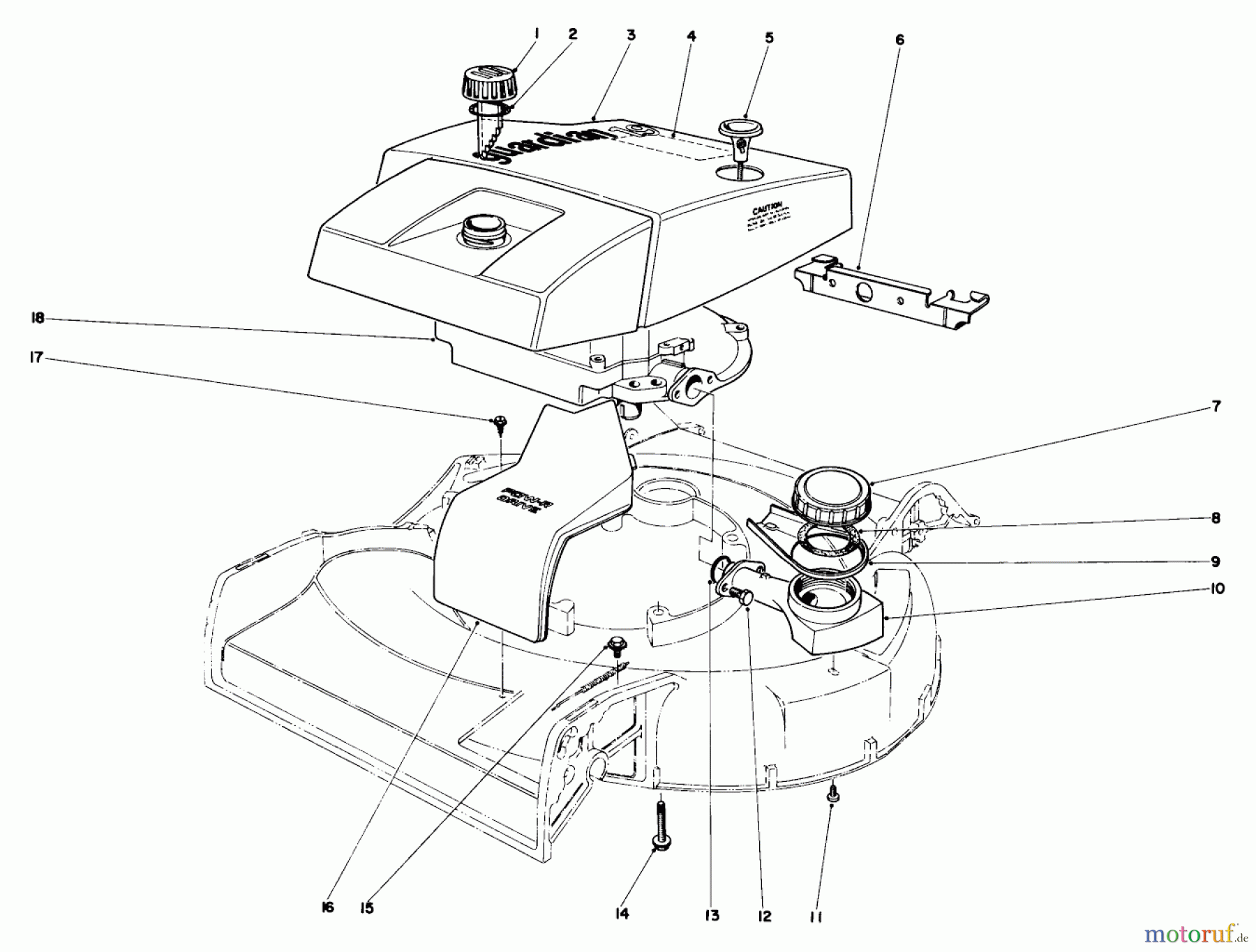  Toro Neu Mowers, Walk-Behind Seite 1 19273 - Toro Guardian Lawnmower, 1973 (3000001-3999999) ENGINE ASSEMBLY MODEL 19273